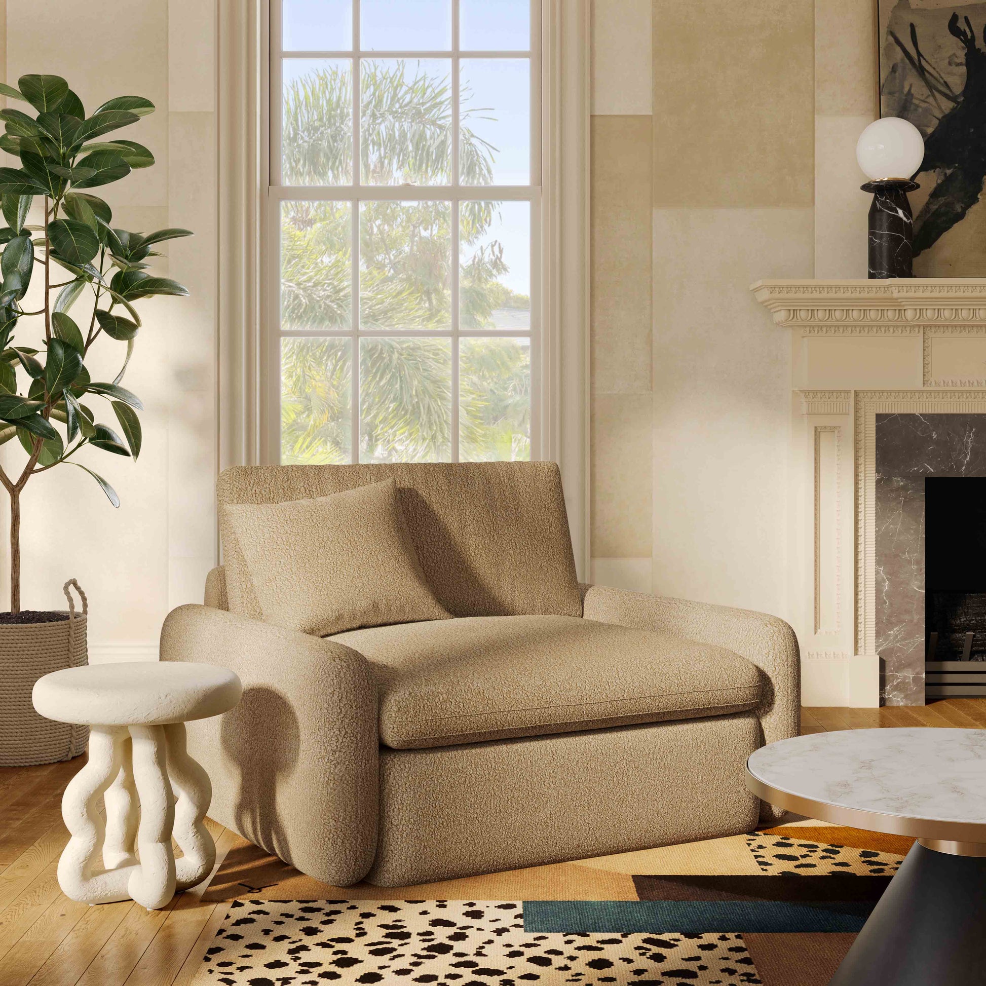 Rachelle Tan Contract-Grade Boucle Lounge Chair Tan by Tov Furniture