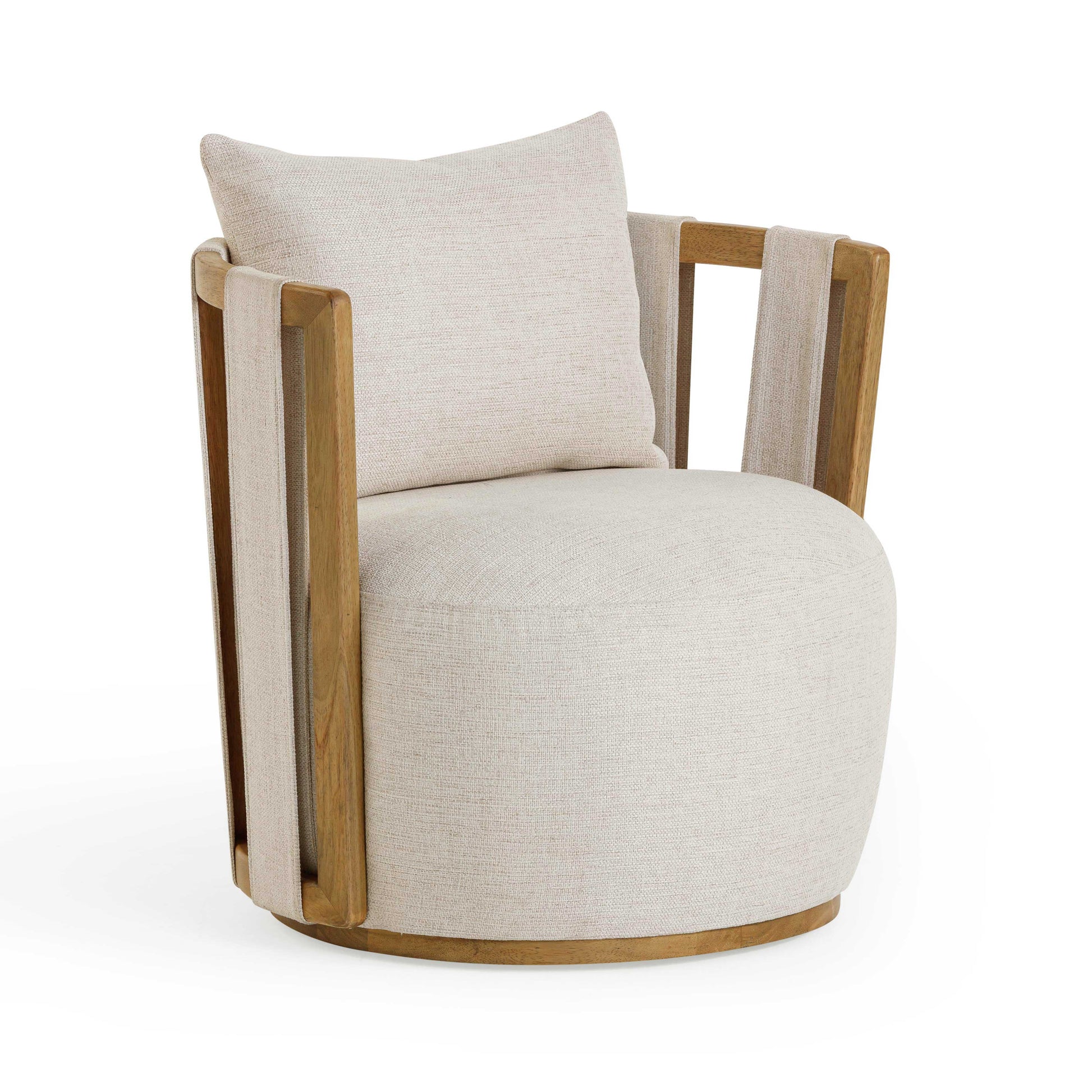 Paolo Textured Contract-Grade Weave Fabric Swivel Accent Chair Cream by Tov Furniture