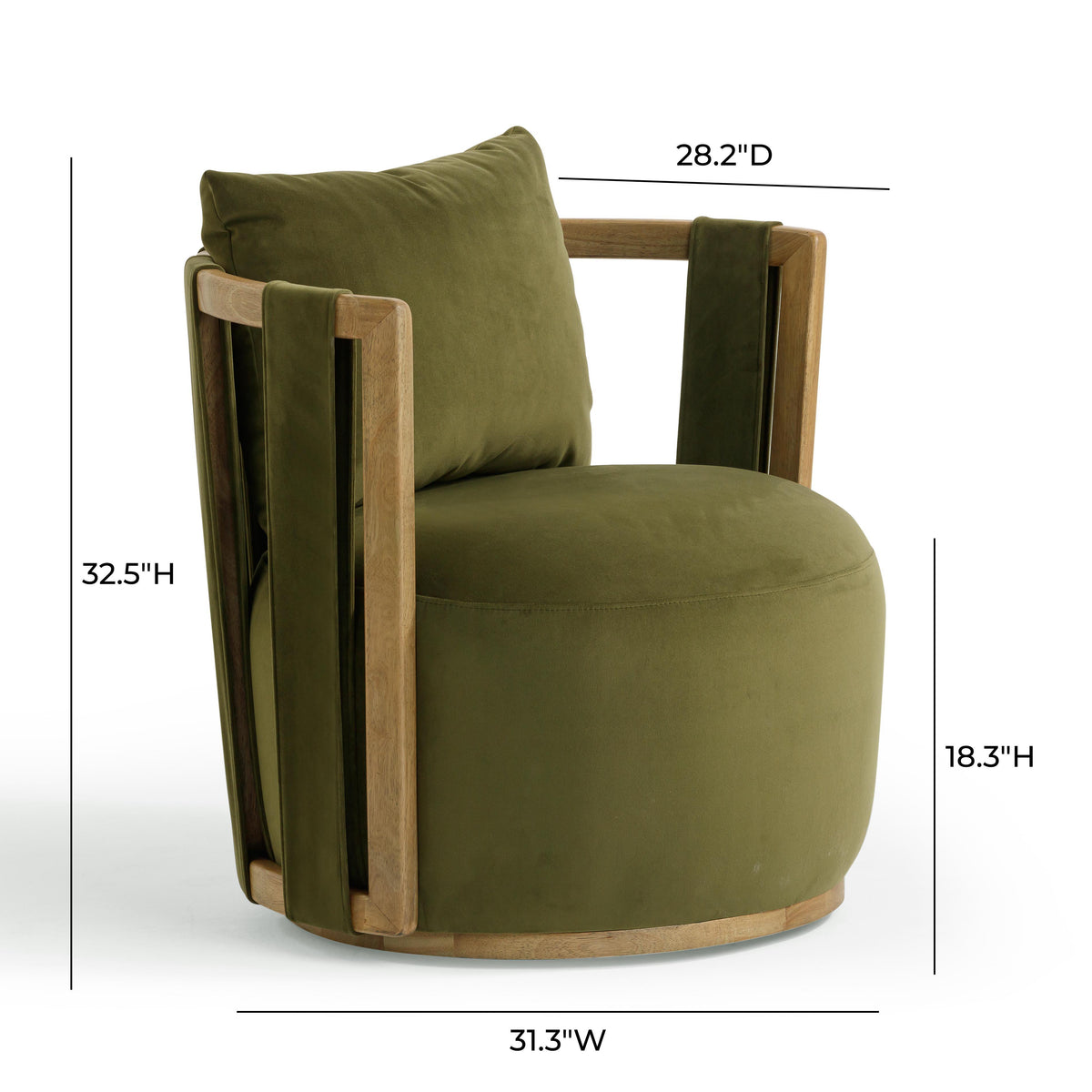 Paolo Green Upcycled Performance Velvet Swivel Accent Chair by TOV Furniture – photo 8 of 10