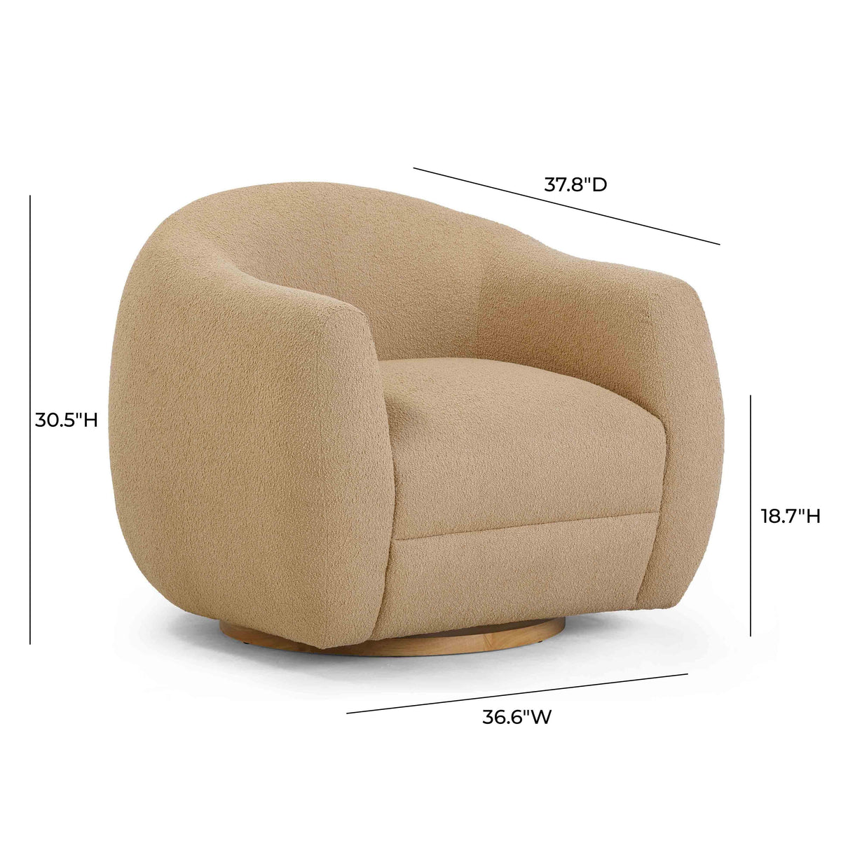 Judy Honey Contract-Grade Boucle Swivel Accent Chair by TOV Furniture – photo 8 of 9