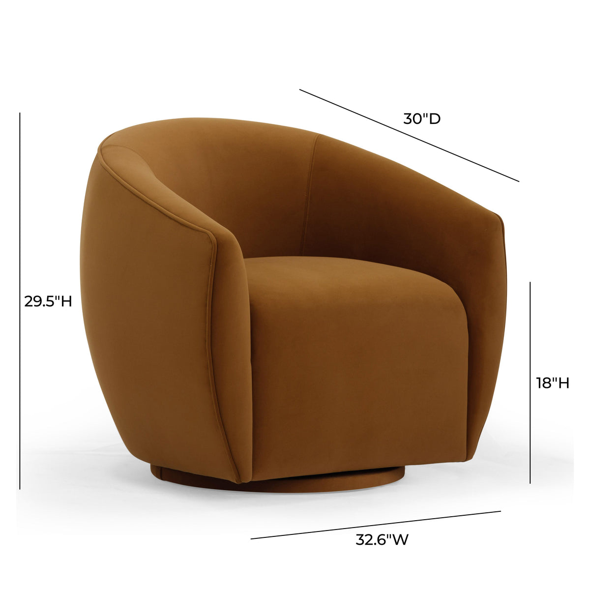 Jordan Cognac Performance Velvet Swivel Accent Chair by TOV Furniture – photo 6 of 7