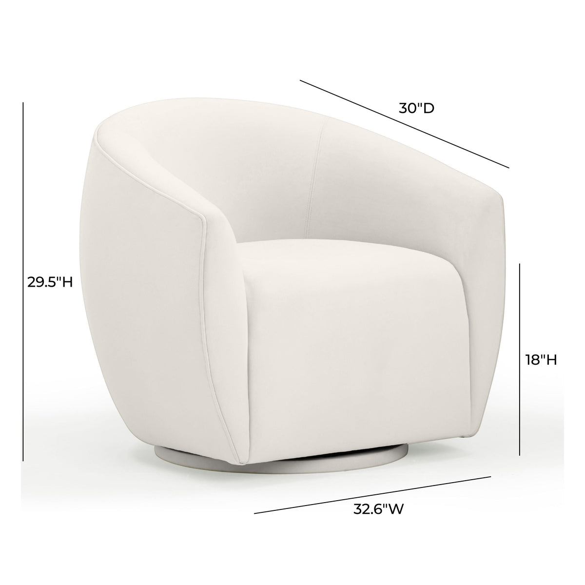 Jordan Cream Performance Velvet Swivel Accent Chair by TOV Furniture – photo 6 of 7