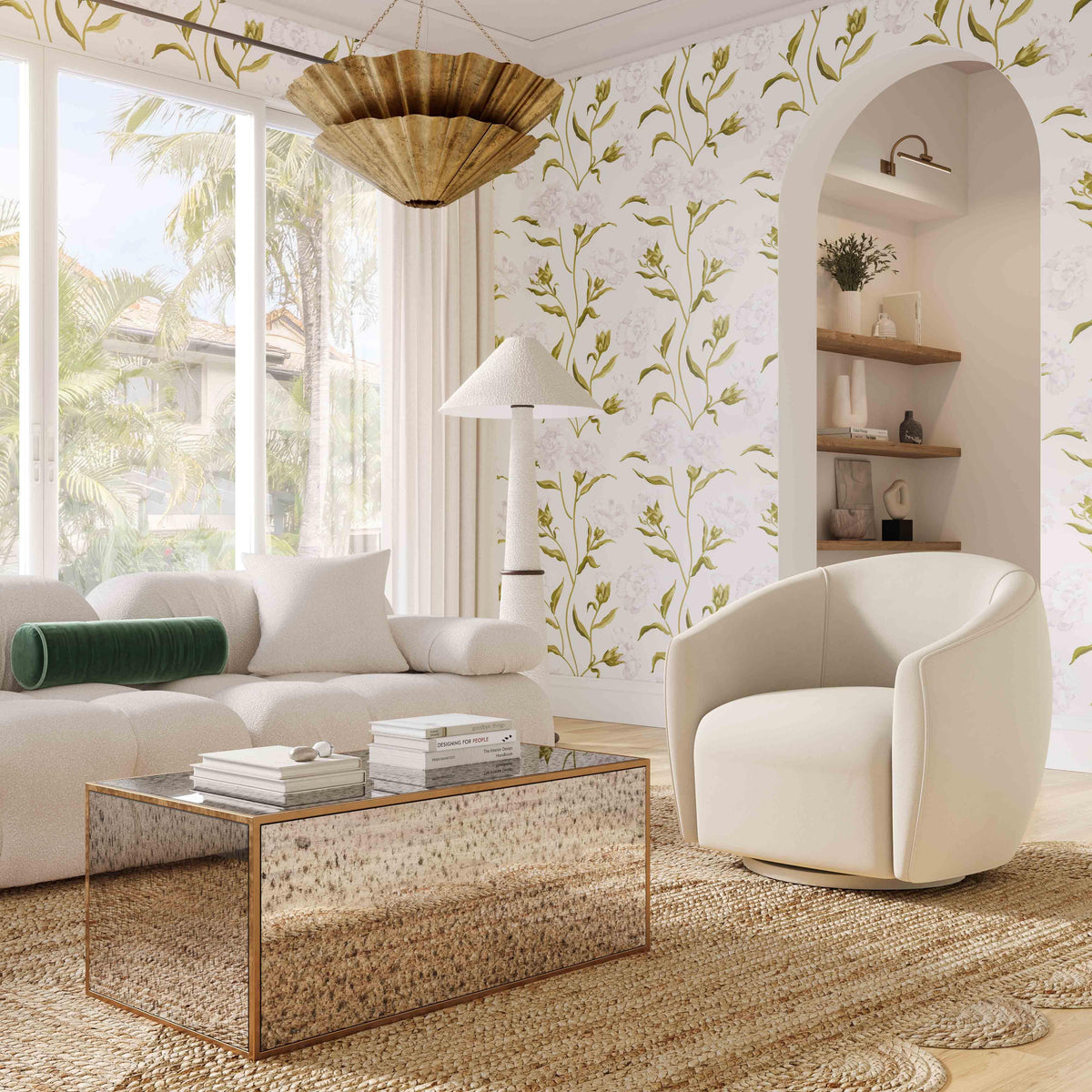 Jordan Cream Performance Velvet Swivel Accent Chair by TOV Furniture – photo 2 of 7