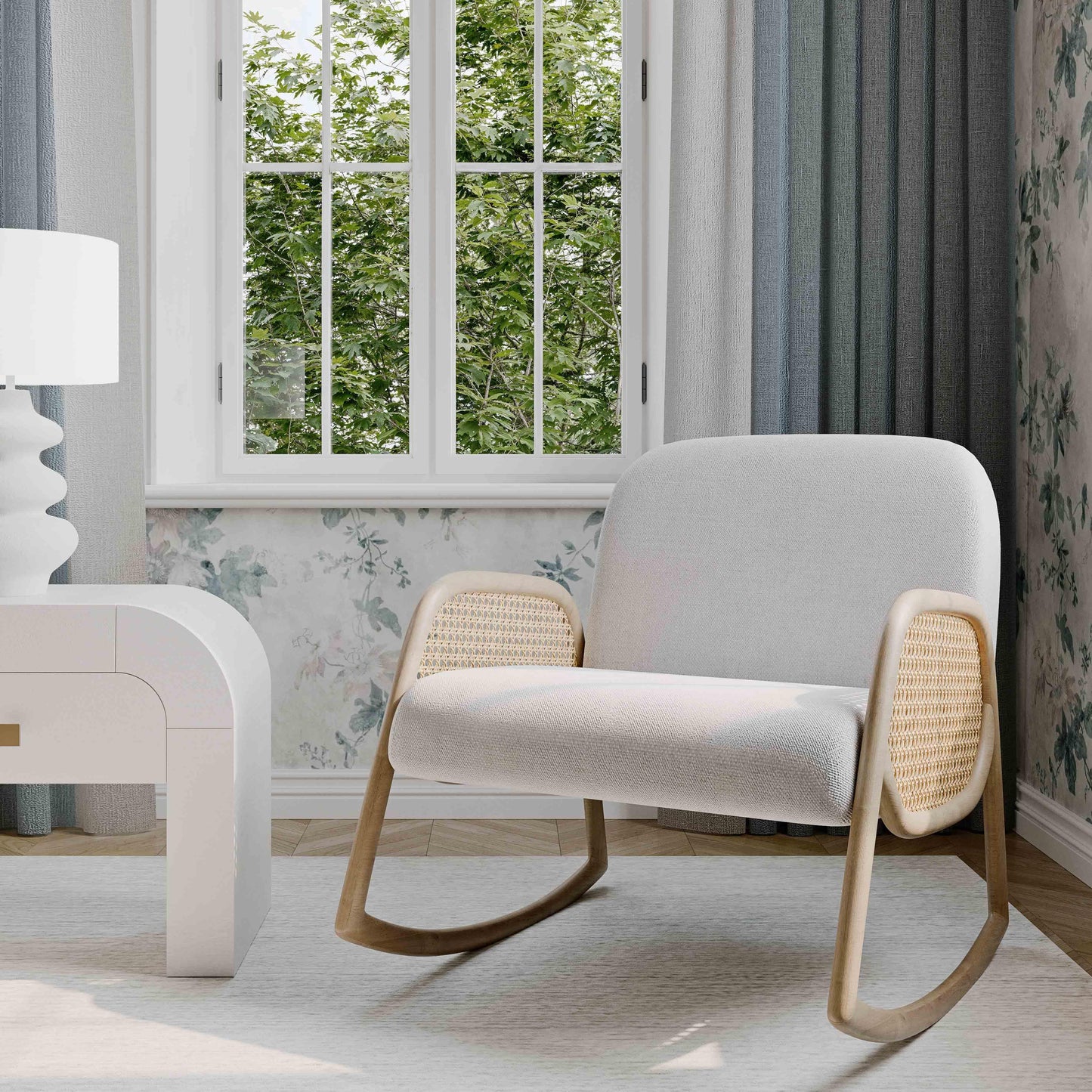 Bonney Cream Performance Fabric Rocking Chair Cream - ON FINAL SALE by Tov Furniture