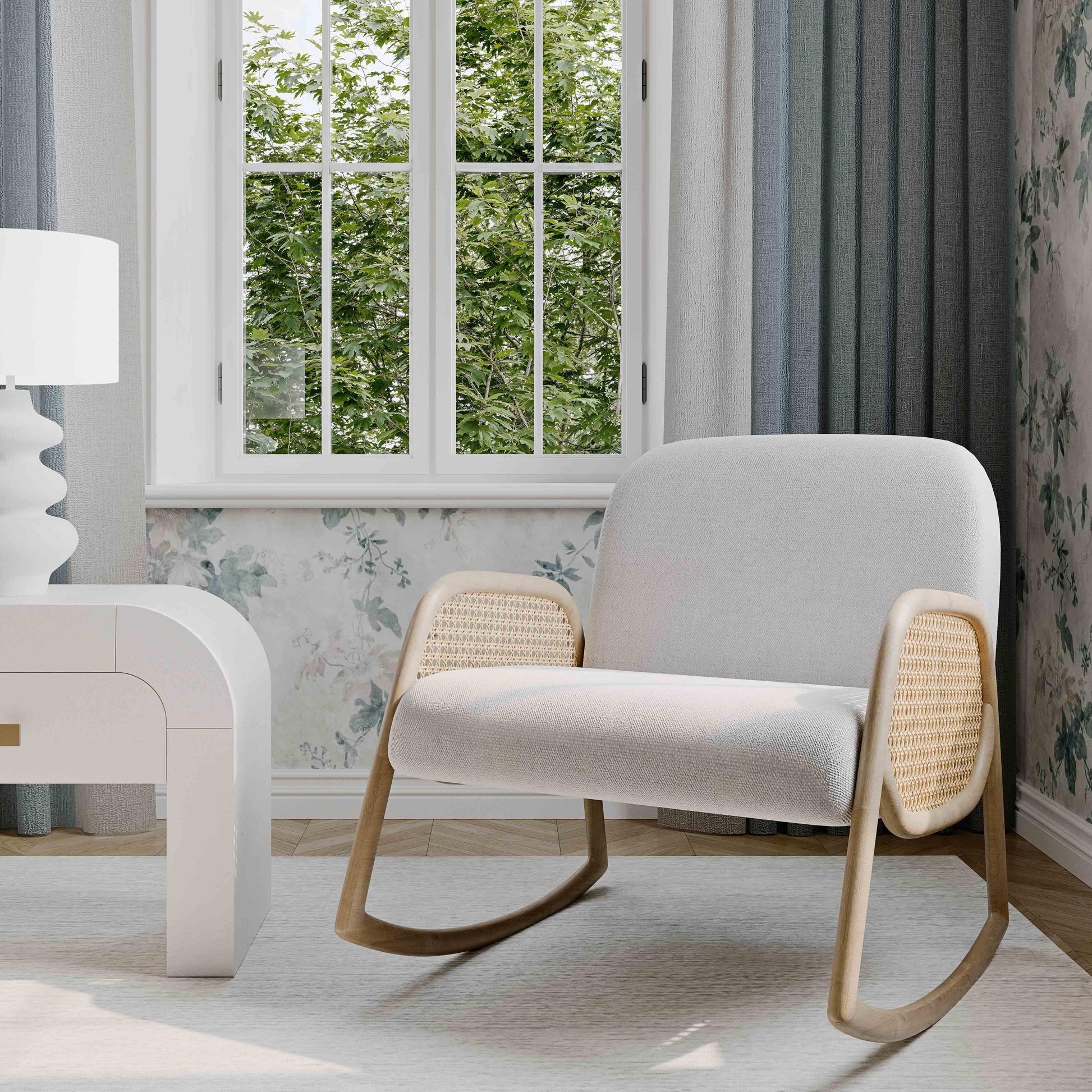 Bonney Cream Performance Fabric Rocking Chair Cream - ON FINAL SALE by Tov Furniture