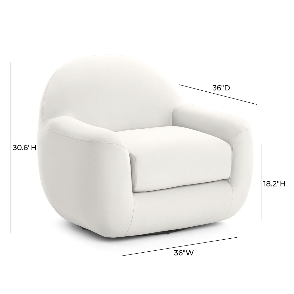 Tiago Performance Velvet Swivel Accent Chair in Cream by TOV Furniture – photo 6 of 7
