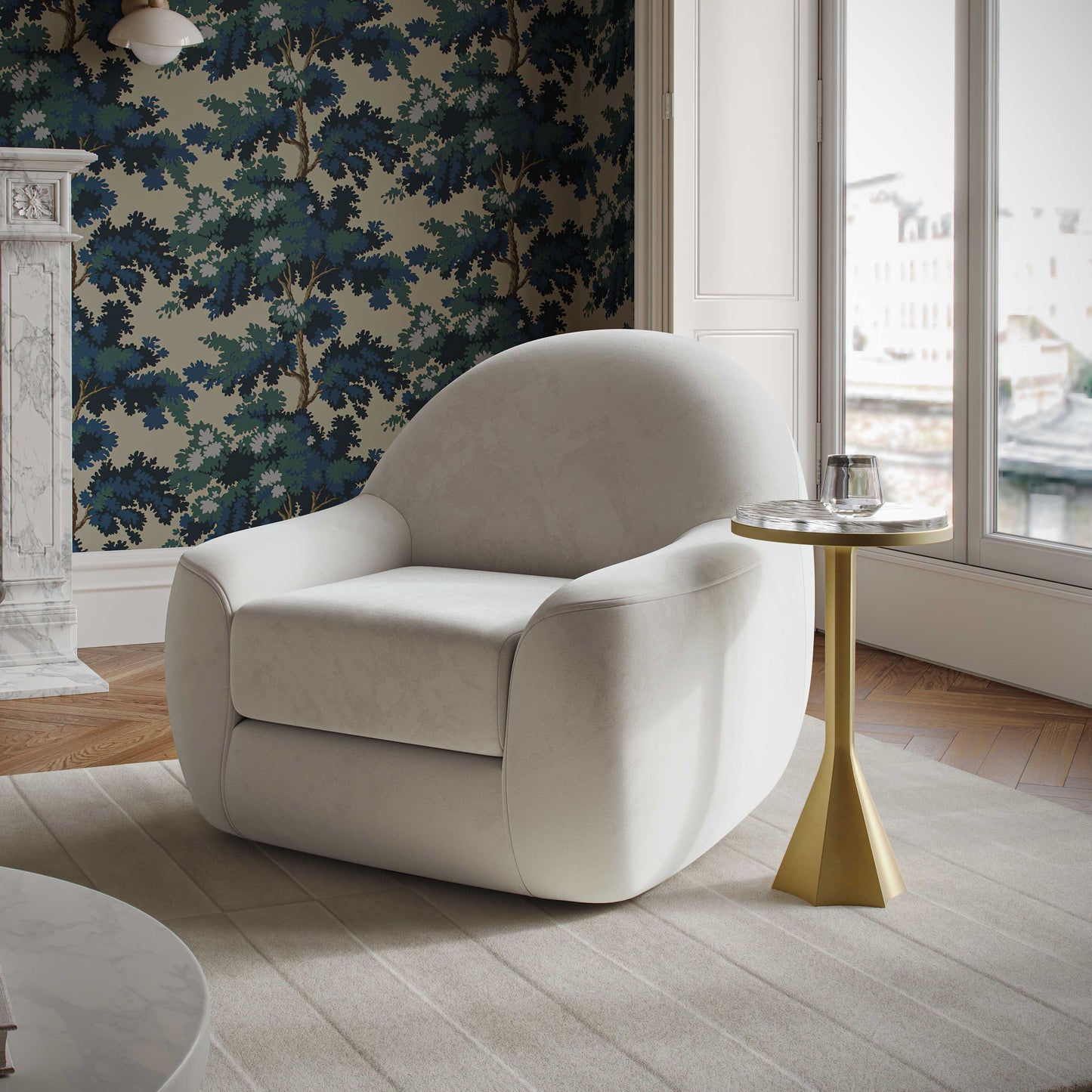 Tiago Performance Velvet Swivel Accent Chair Cream by Tov Furniture