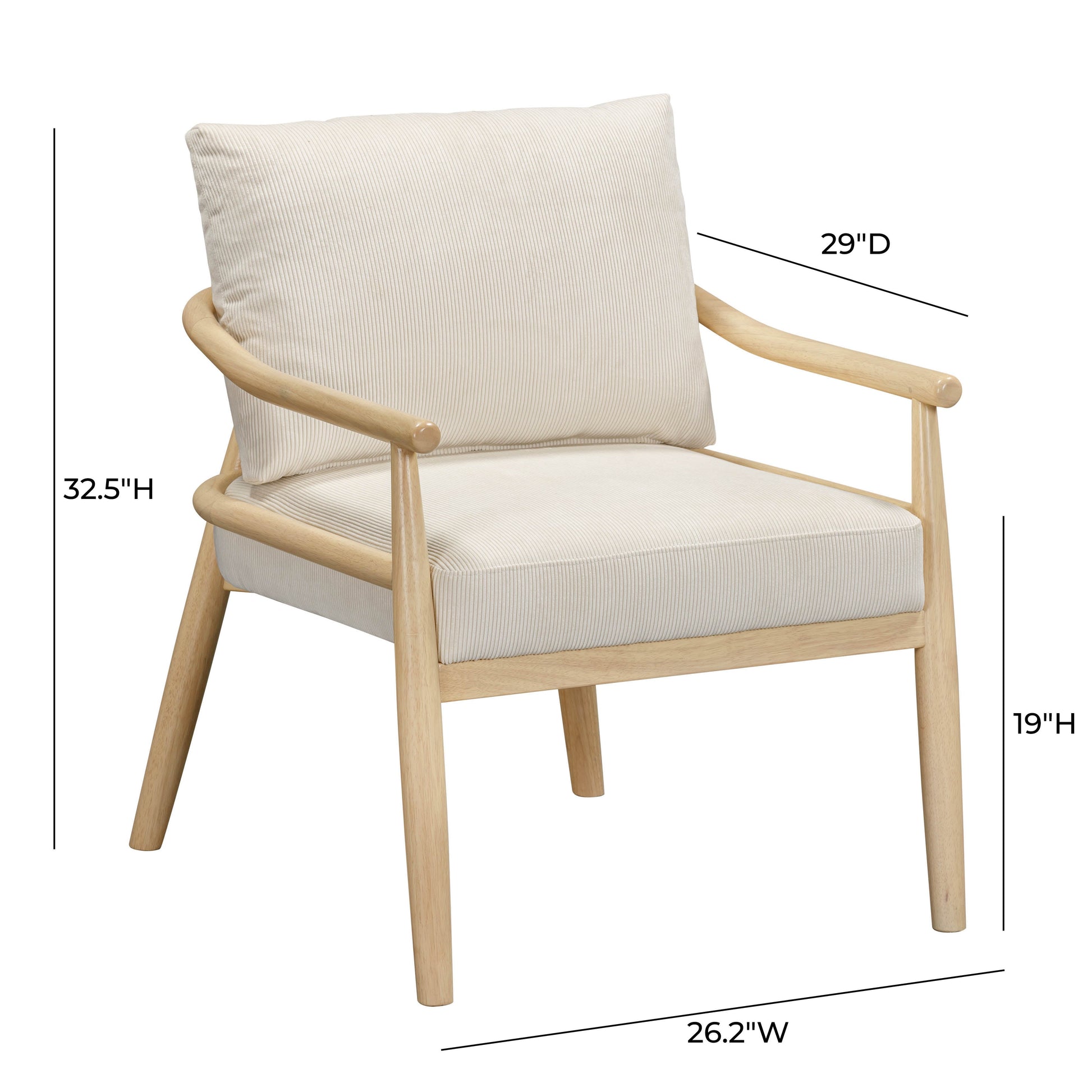 Dixie Cream Performance Corduroy Accent Chair Cream by Tov Furniture