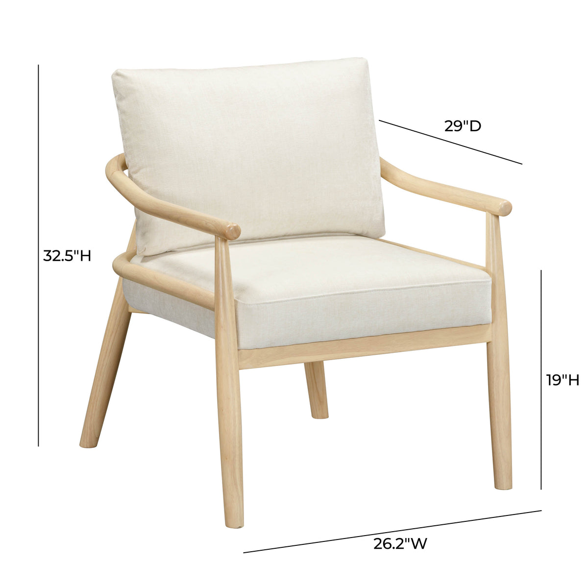 Dixie Cream Performance Chenille Velvet Accent Chair by TOV Furniture – photo 7 of 8