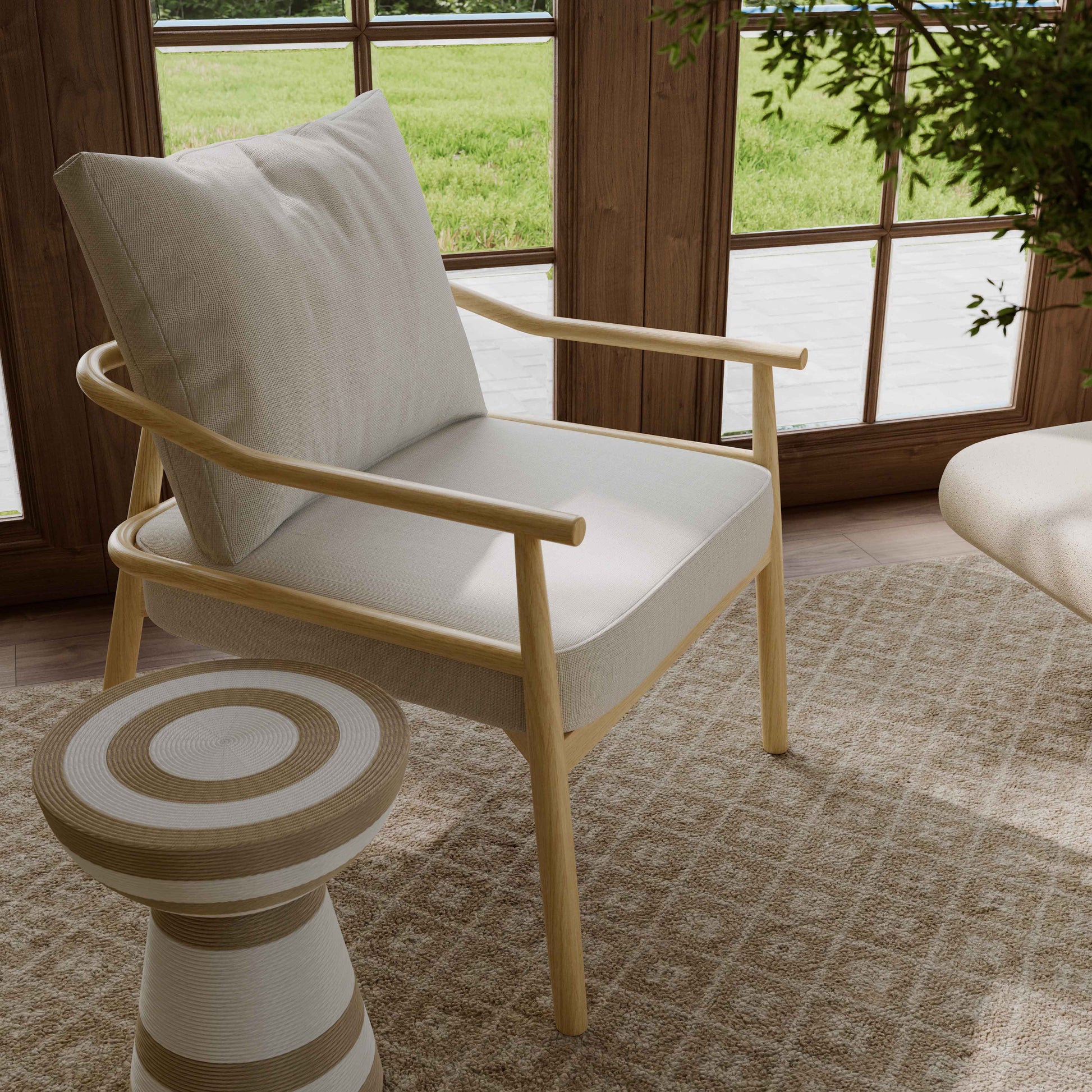 Dixie Performance Chenille Velvet Accent Chair Cream by Tov Furniture