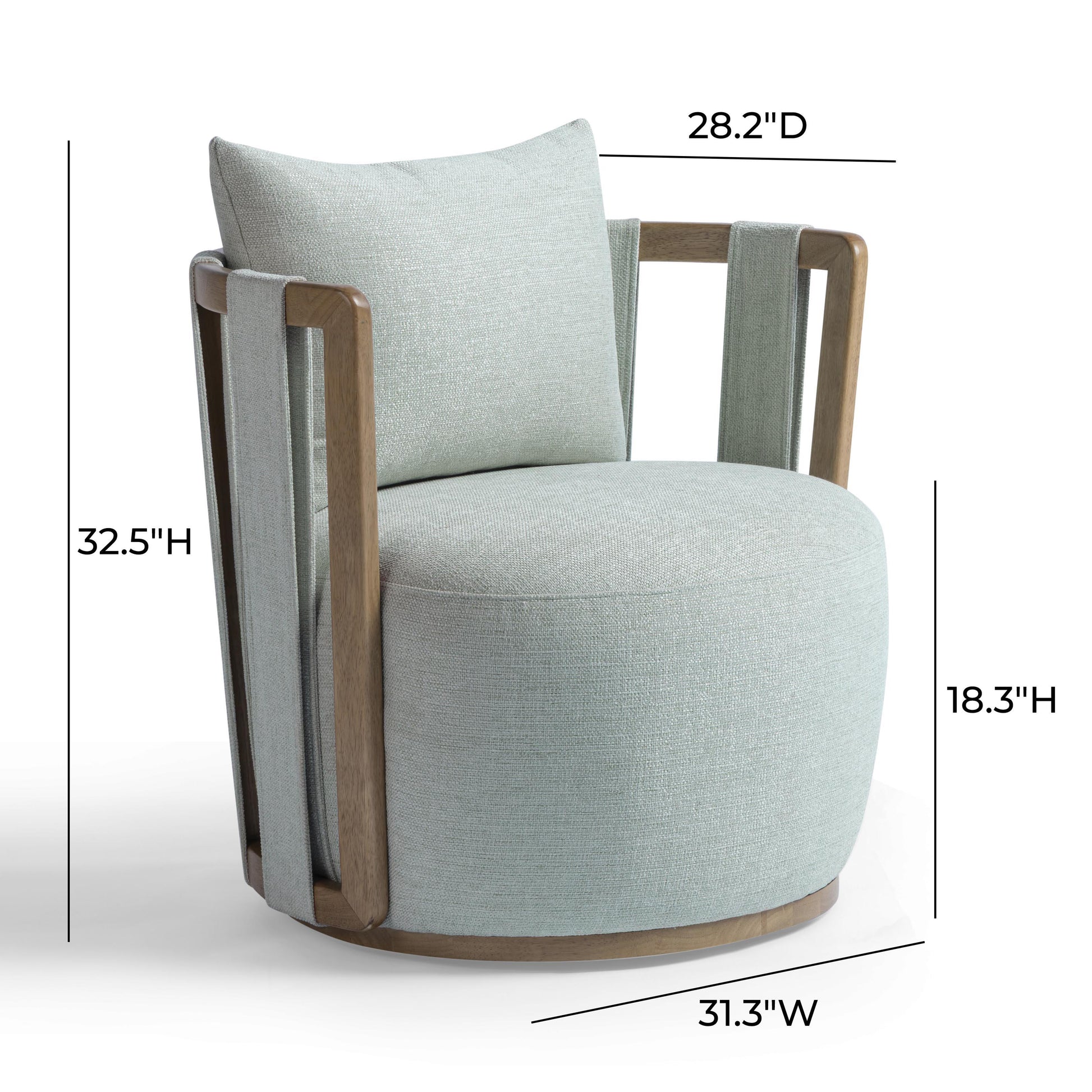 Paolo Textured Contract-Grade Weave Fabric Swivel Accent Chair Mint Green by Tov Furniture