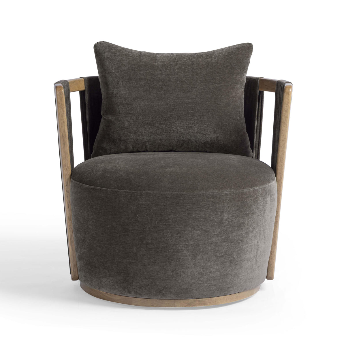 Paolo Storm Grey Upcycled Contract-Grade Fabric Swivel Accent Chair by TOV Furniture – photo 3 of 8