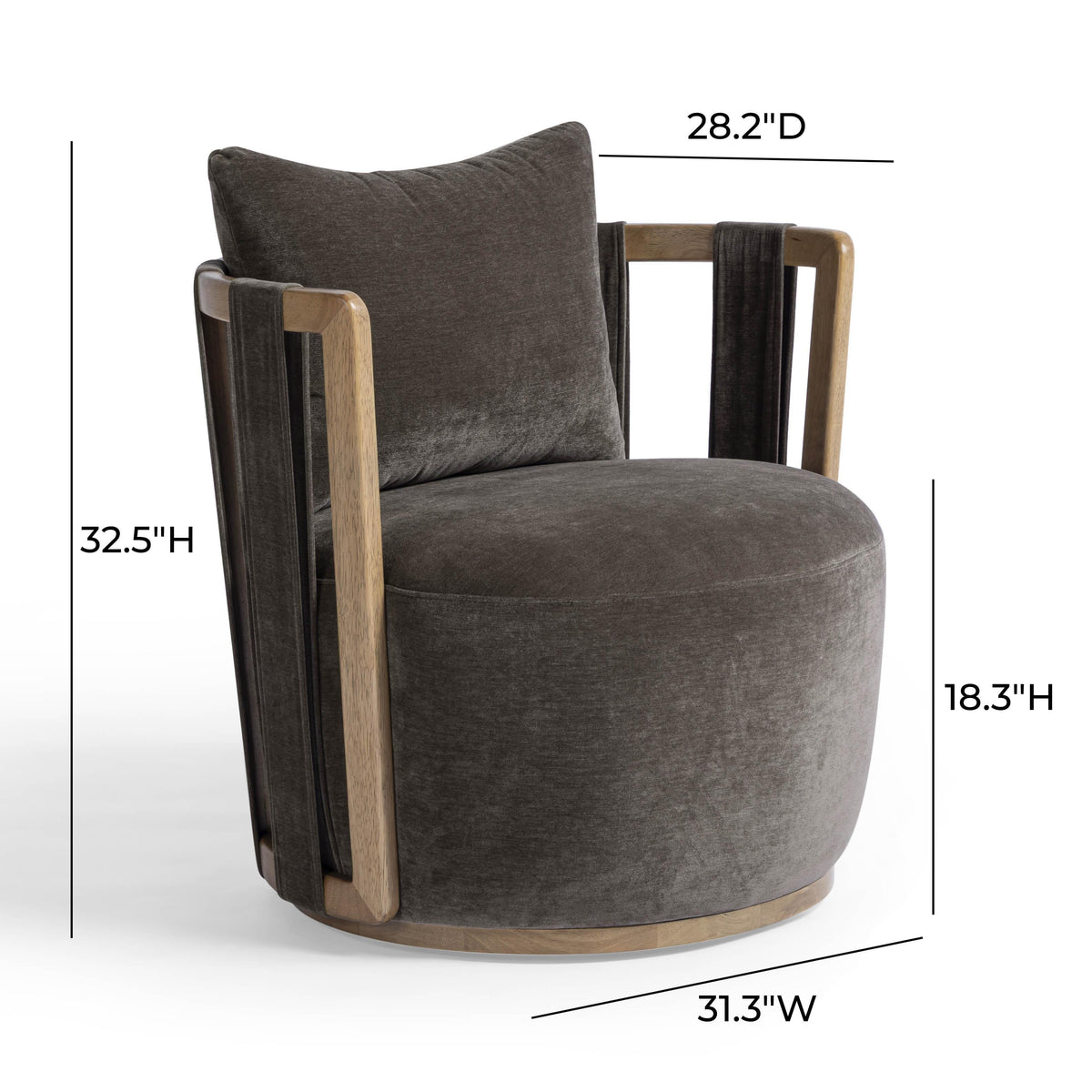 Paolo Storm Grey Upcycled Contract-Grade Fabric Swivel Accent Chair by TOV Furniture – photo 7 of 8