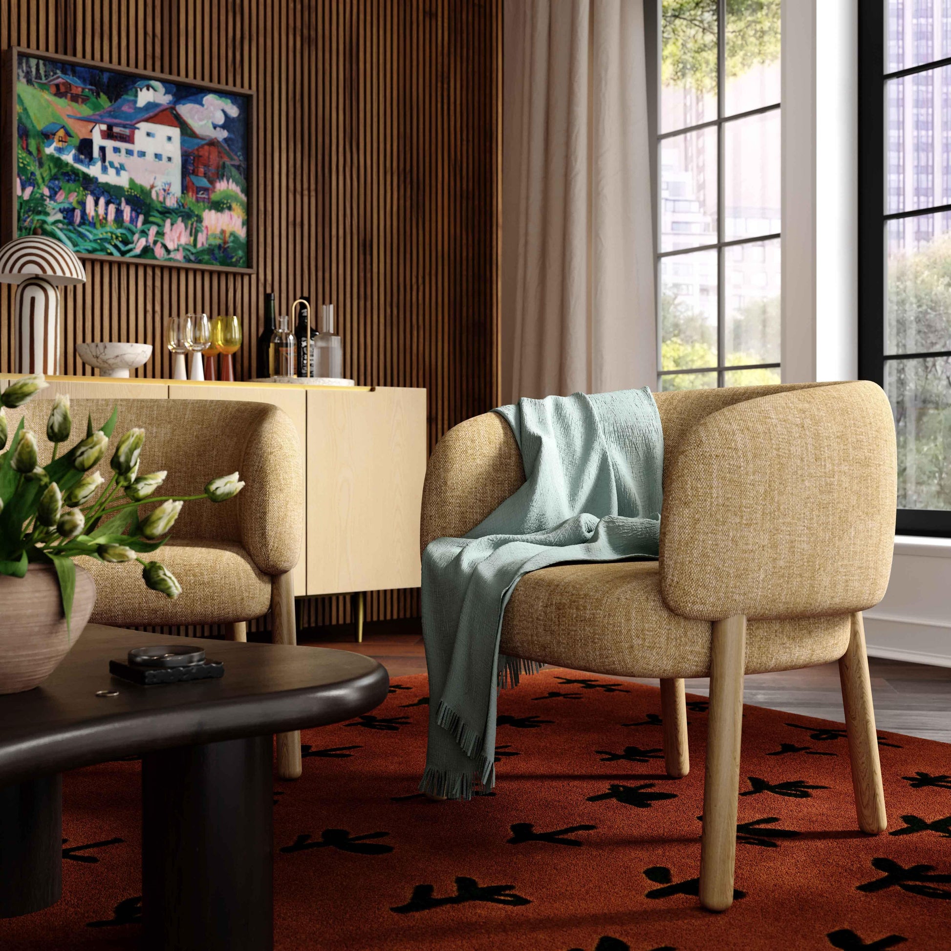 Foxy Textured Performance Fabric Accent Chair Honey by Tov Furniture