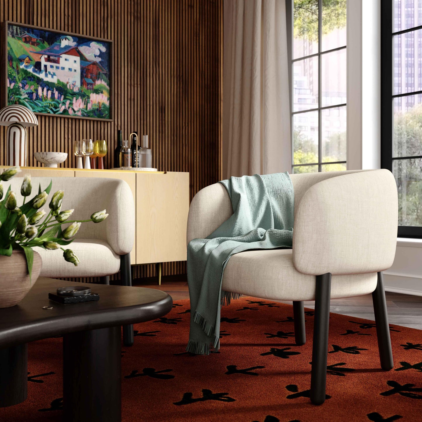 Foxy Cream Performance Basketweave Chenille Accent Chair Cream by Tov Furniture