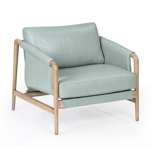 Chakka Contract-Grade Genuine Leather Accent Chair Blue by Tov Furniture