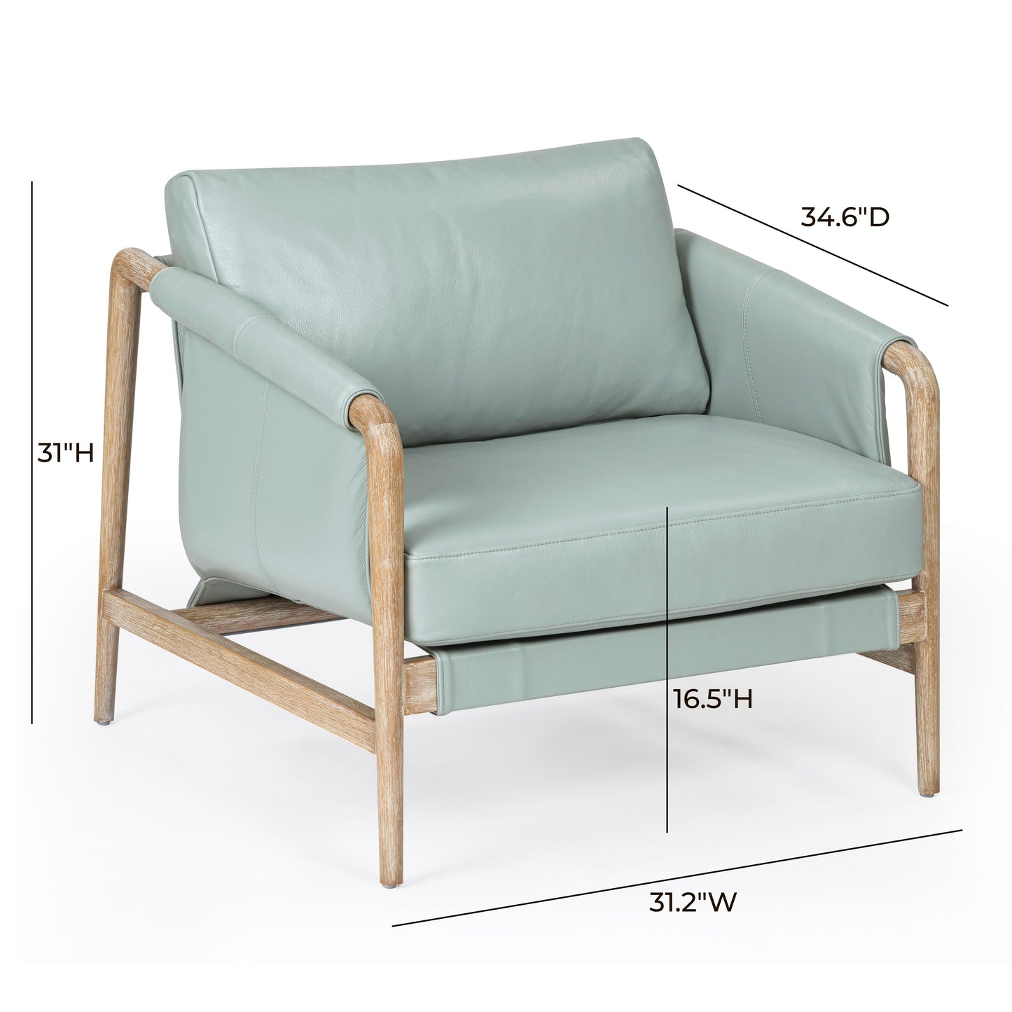 Chakka Contract-Grade Genuine Leather Accent Chair Blue by Tov Furniture