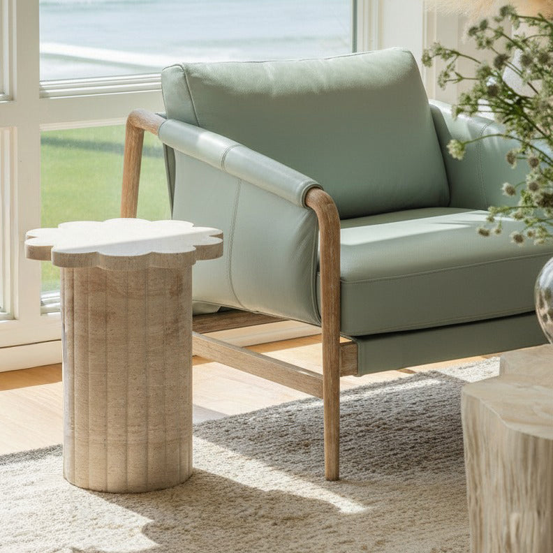 Blossom Faux Travertine Indoor/Outdoor Concrete Side Table Travertine by Tov Furniture