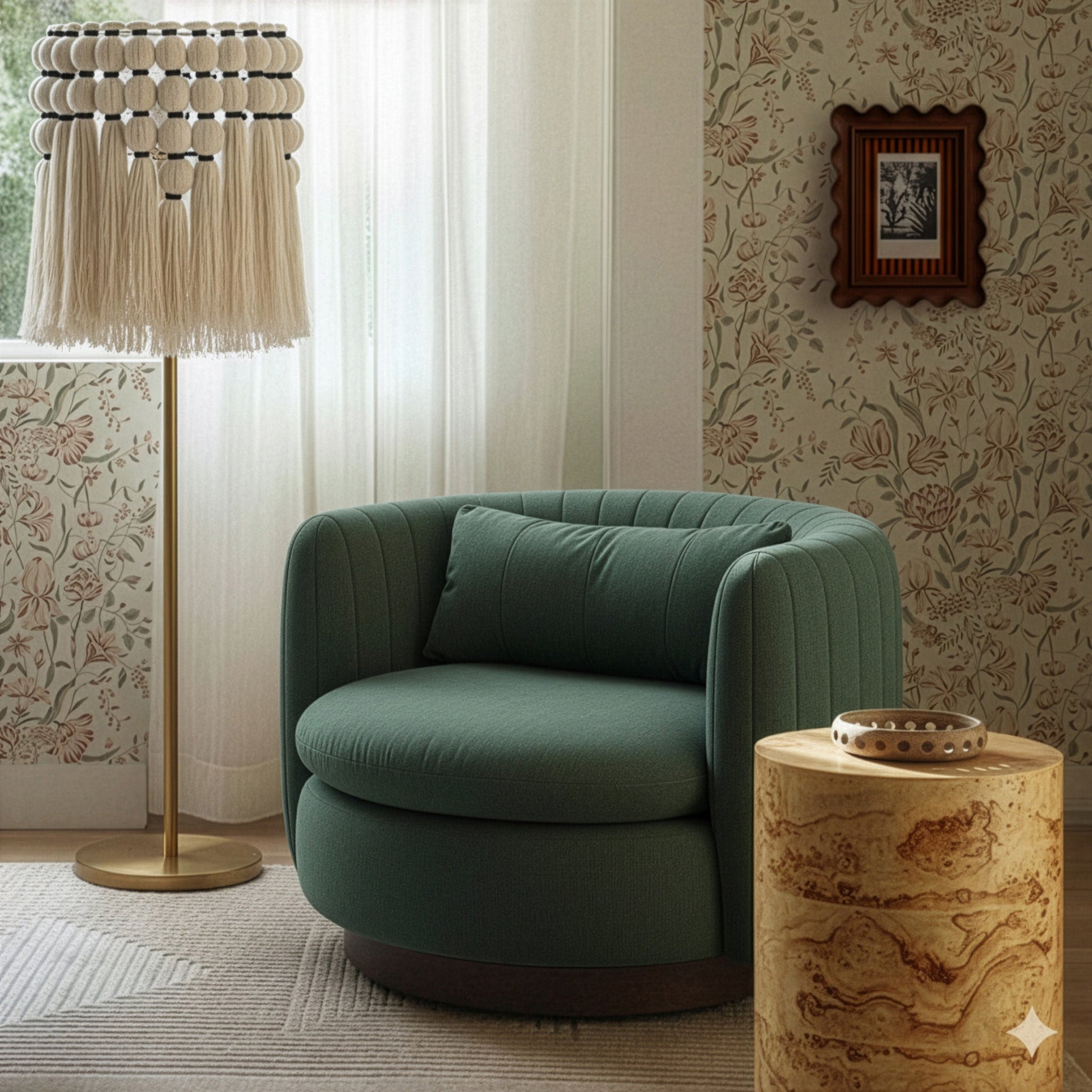 Nura Contract-Grade Chenille Swivel Accent Chair Forest Green by Tov Furniture