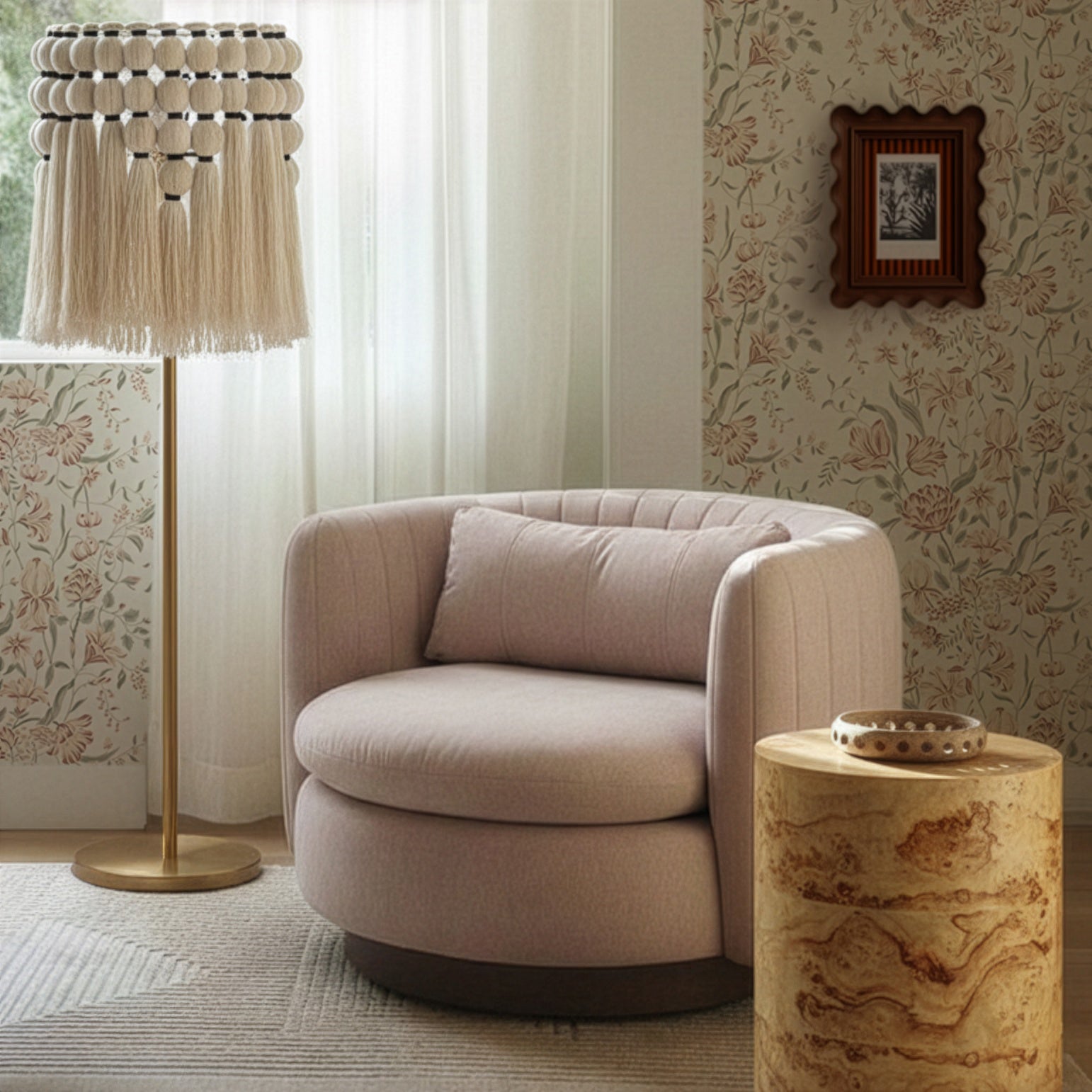 Fig Natural Burl Drum Side Table Natural by Tov Furniture