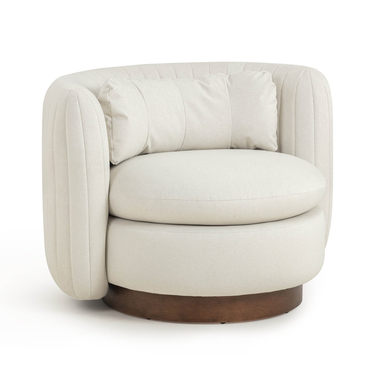 Nura Cream Performance Vegan Mohair Swivel Accent Chair Cream by Tov Furniture