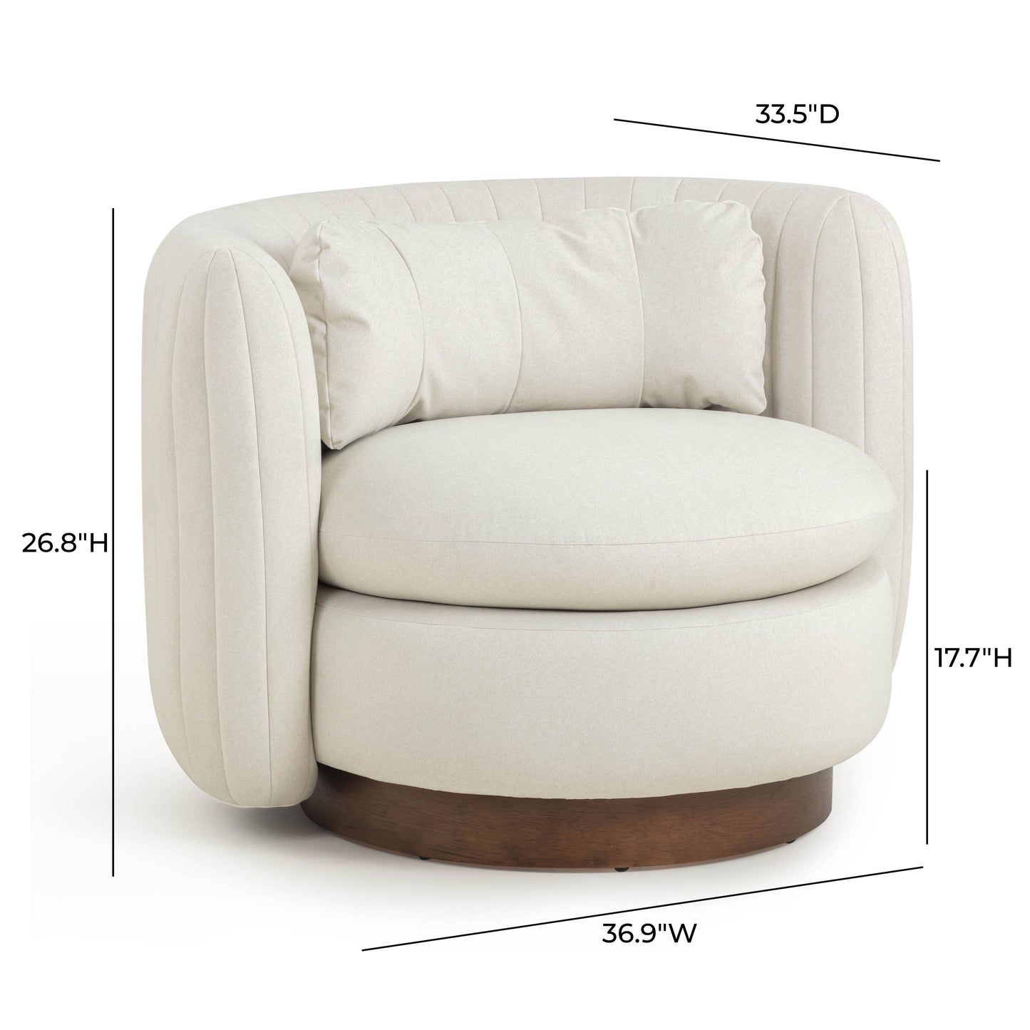 Nura Cream Performance Vegan Mohair Swivel Accent Chair Cream by Tov Furniture