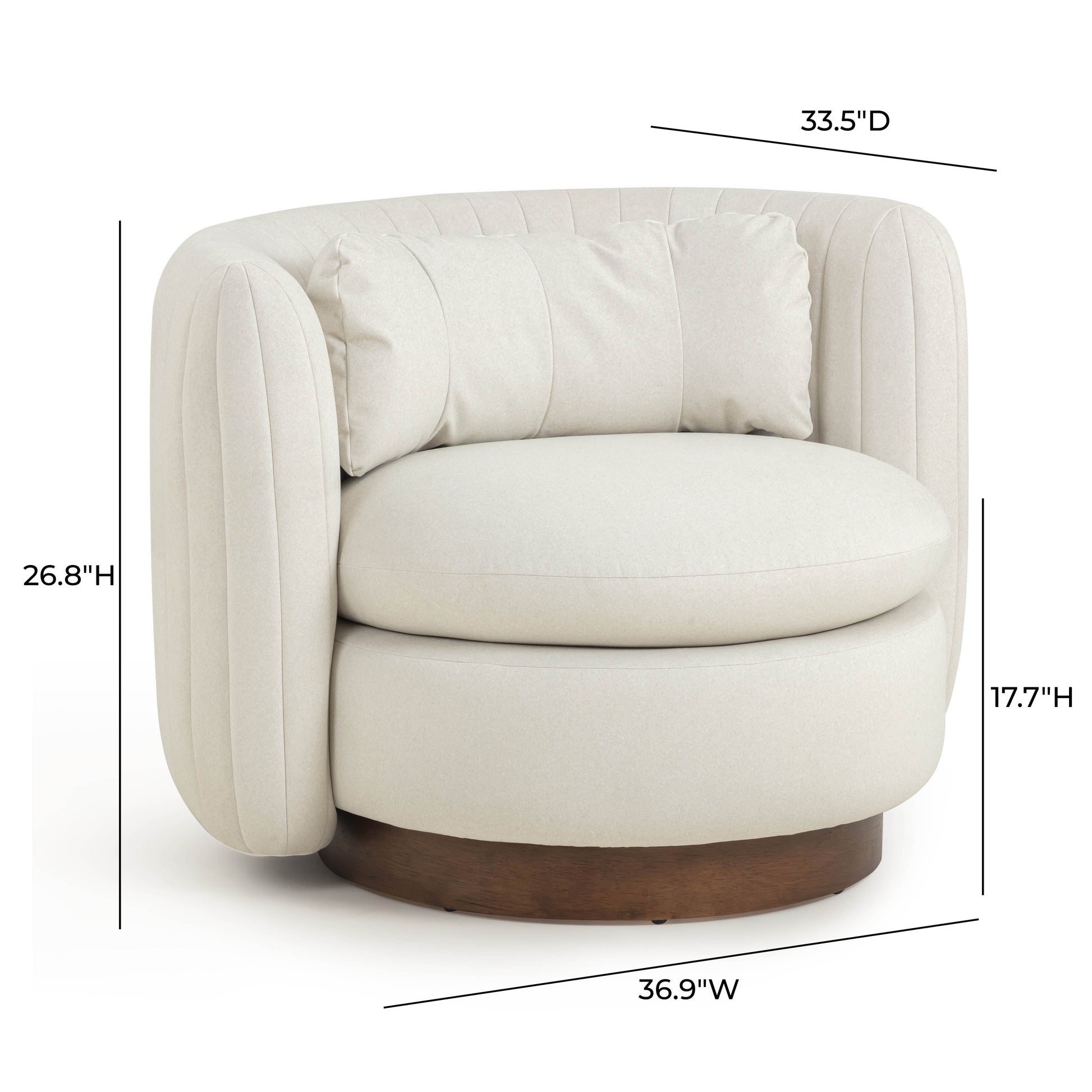 Nura Cream Performance Vegan Mohair Swivel Accent Chair Cream by Tov Furniture