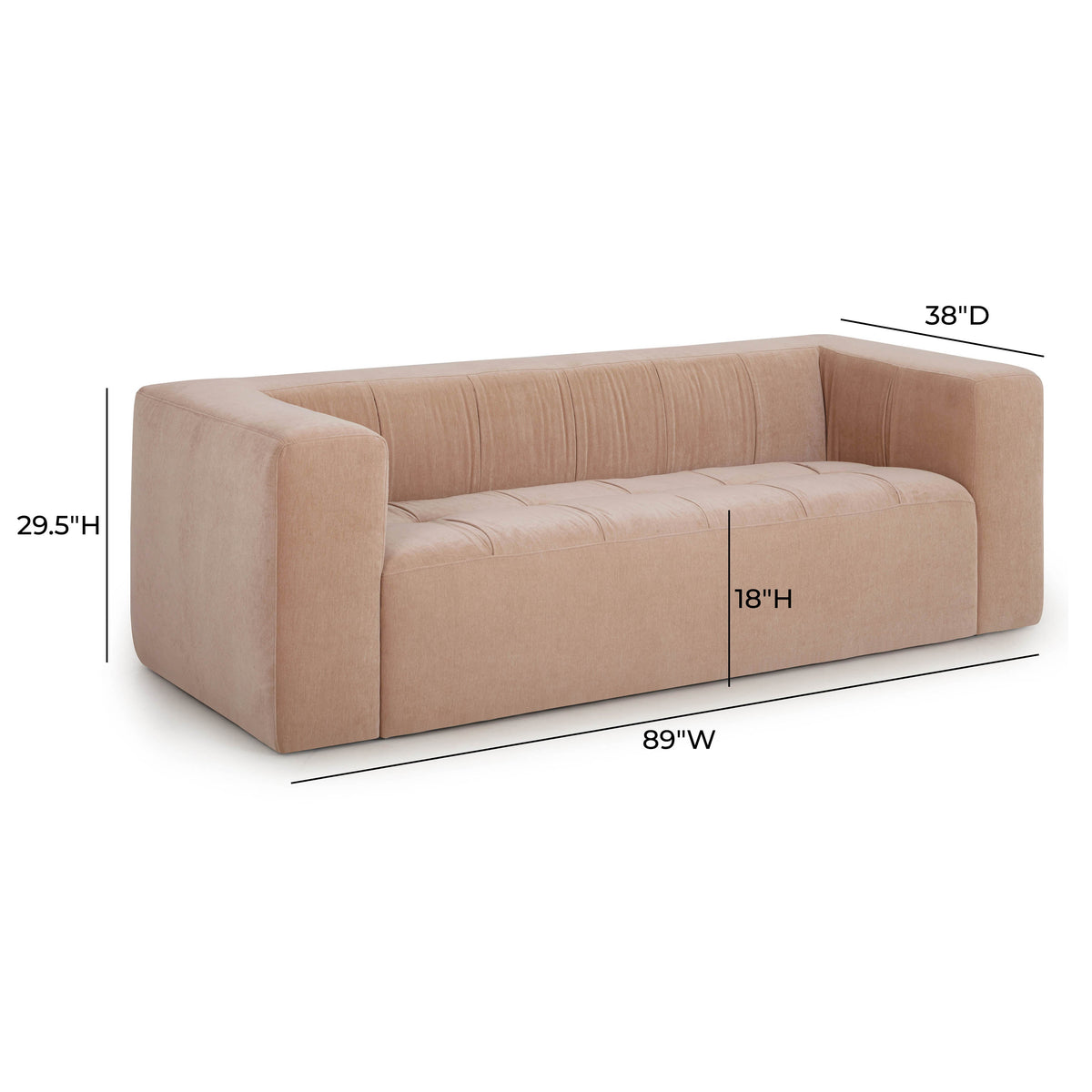 Alder 89" Peach Upcycled Contract-Grade Chenille Sofa by TOV Furniture – photo 8 of 8