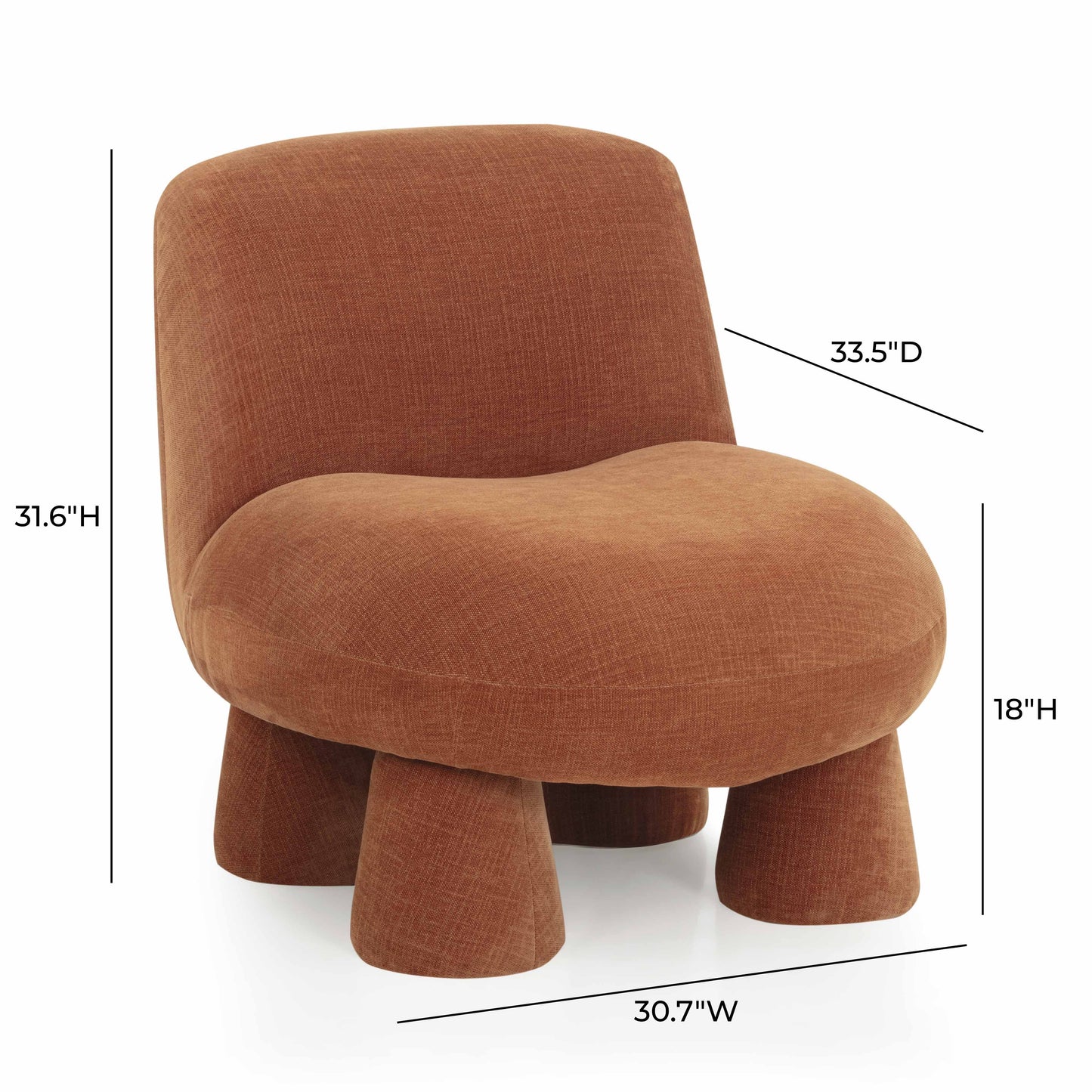 Stomp Upcycled Performance Chenille Accent Chair Rust by Tov Furniture