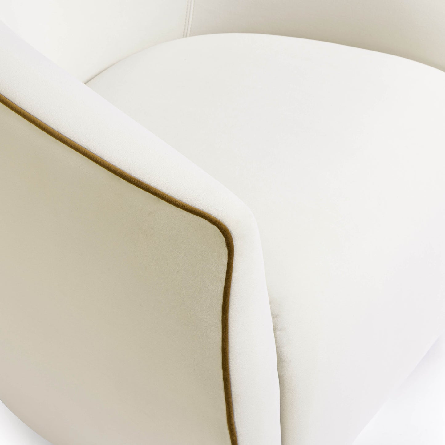 Jordan Contrast Piping Performance Velvet Swivel Accent Chair Chocolate Brown, Cream by Tov Furniture