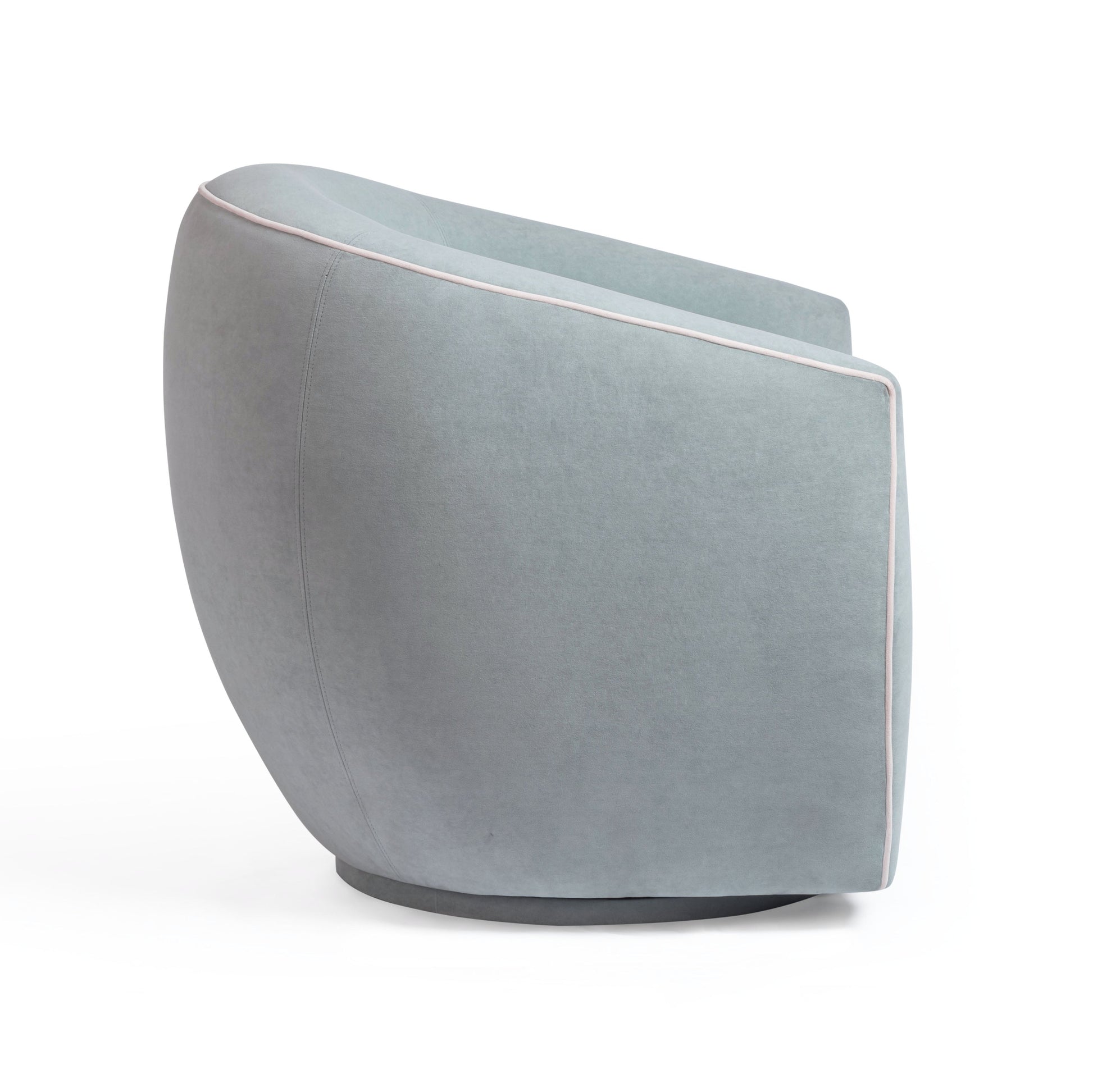 Jordan Contrast Piping Performance Velvet Swivel Accent Chair Baby Blue, Cream by Tov Furniture
