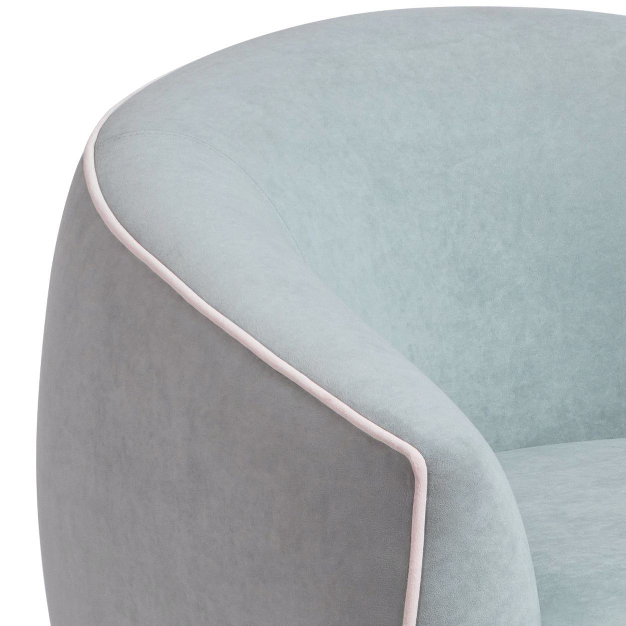 Jordan Contrast Piping Performance Velvet Swivel Accent Chair Baby Blue, Cream by Tov Furniture