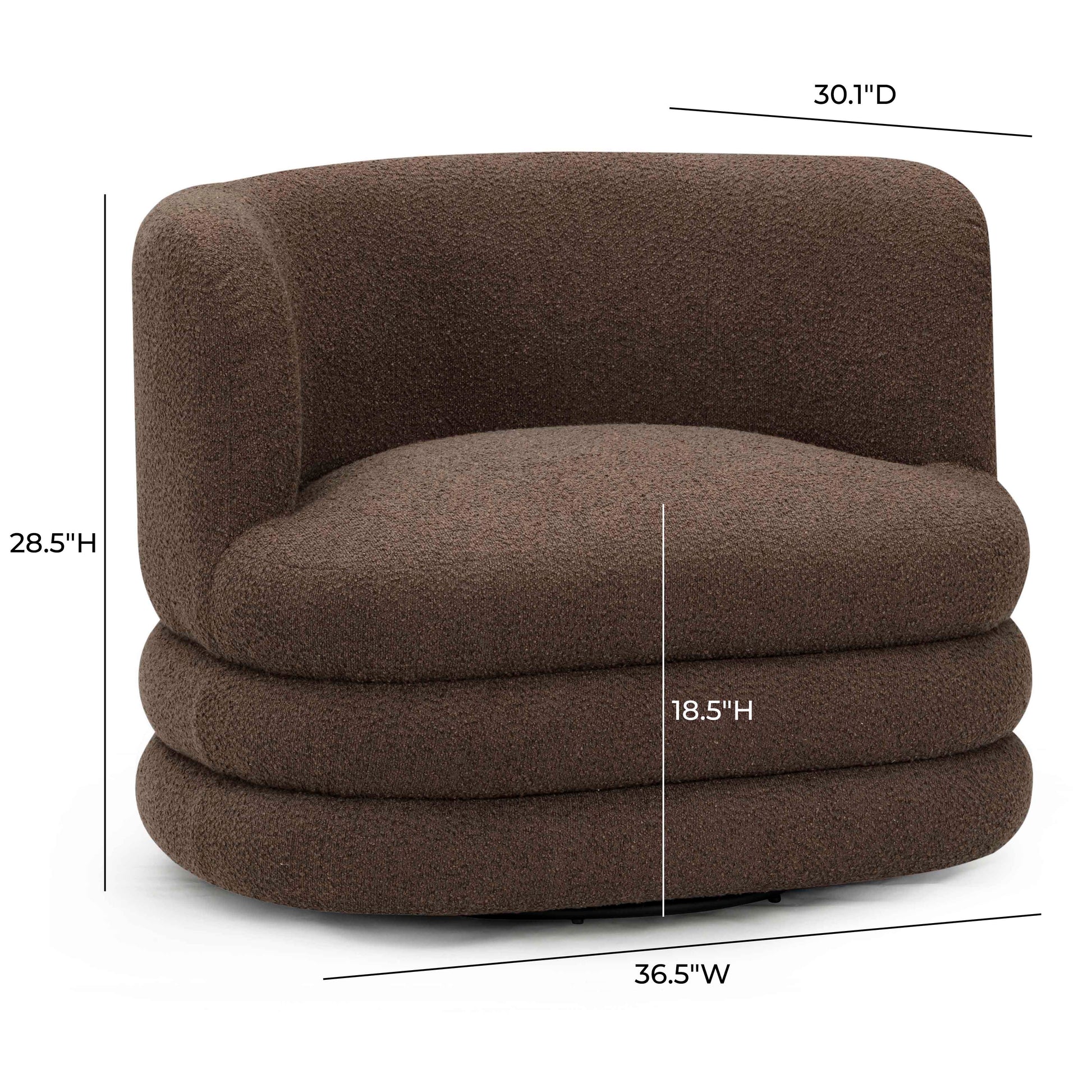 Astor Heavy Performance Boucle Swivel Hotel Lounge Chair Brown by Tov Furniture