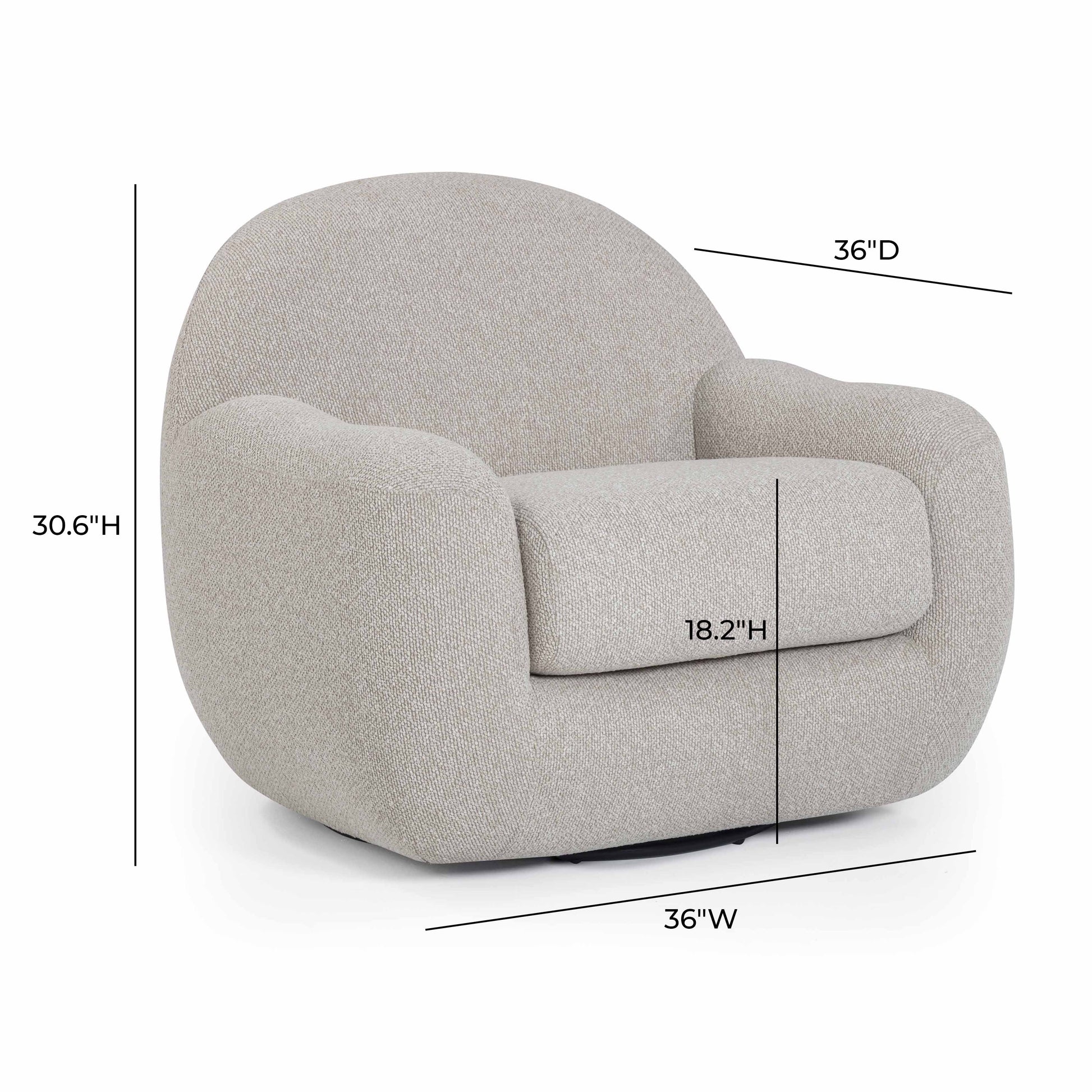 Tiago Warm Grey Performance Boucle Swivel Accent Chair Warm Grey by Tov Furniture