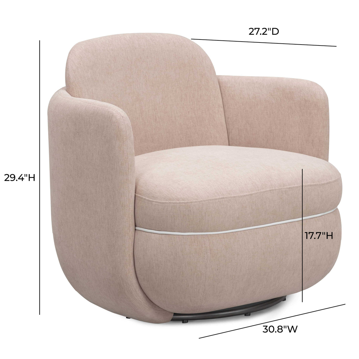 Wolfie Light Pink Performance Chenille Swivel Accent Chair by TOV Furniture – photo 8 of 8
