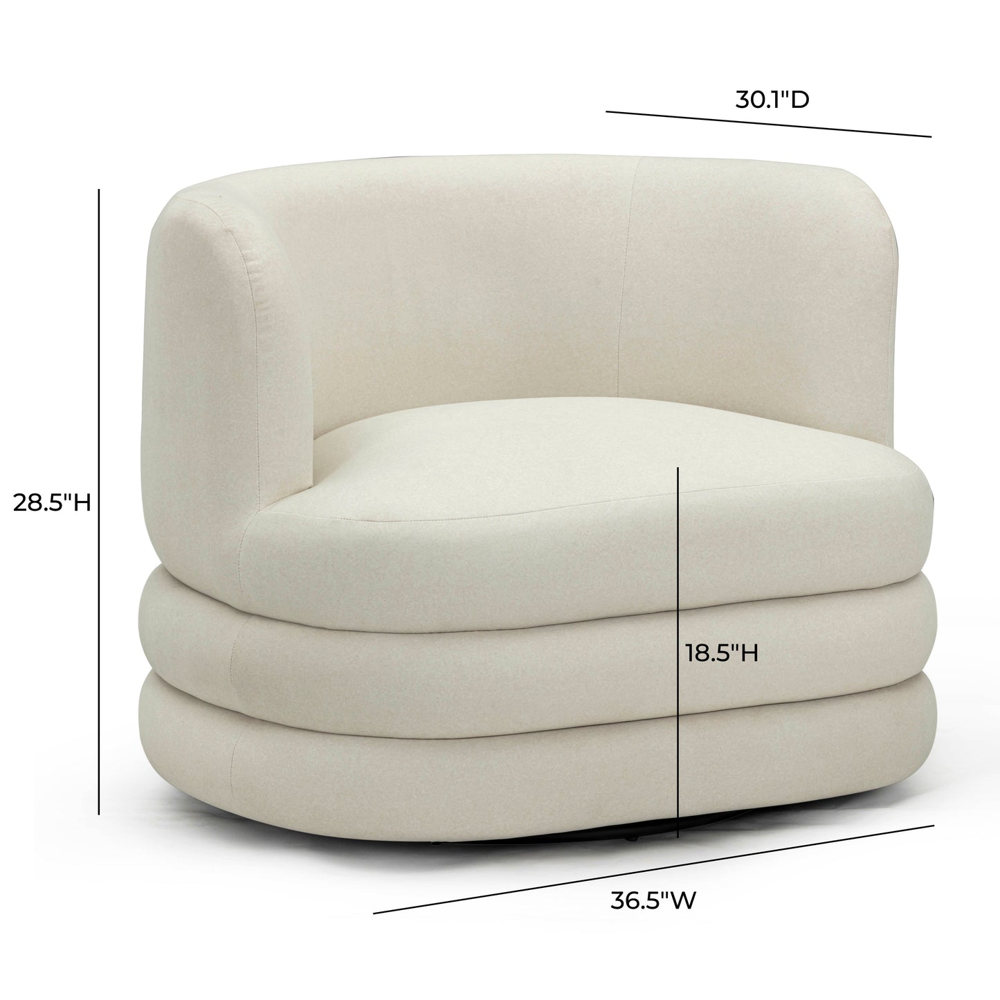 Astor Performance Faux Mohair Swivel Hotel Lounge Chair Cream by Tov Furniture