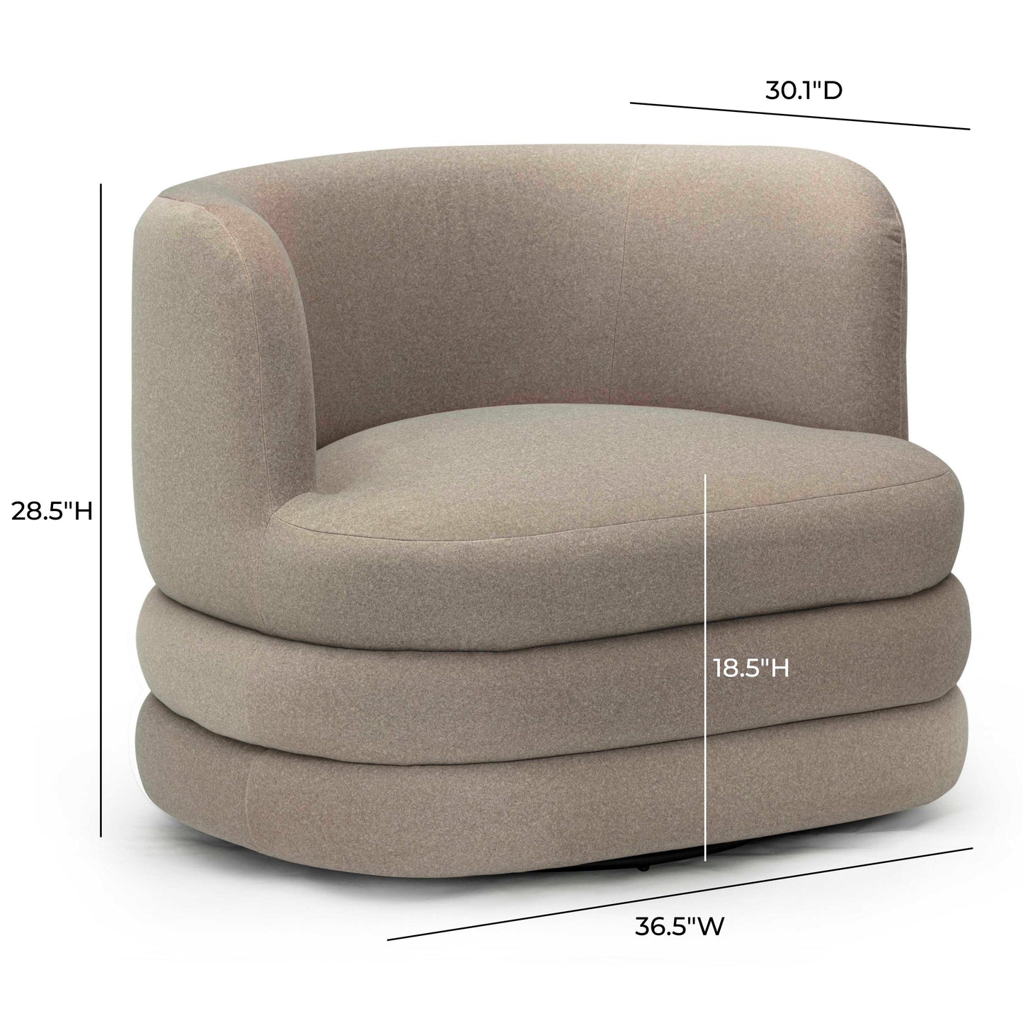 Astor Performance Faux Mohair Swivel Hotel Lounge Chair Taupe by Tov Furniture
