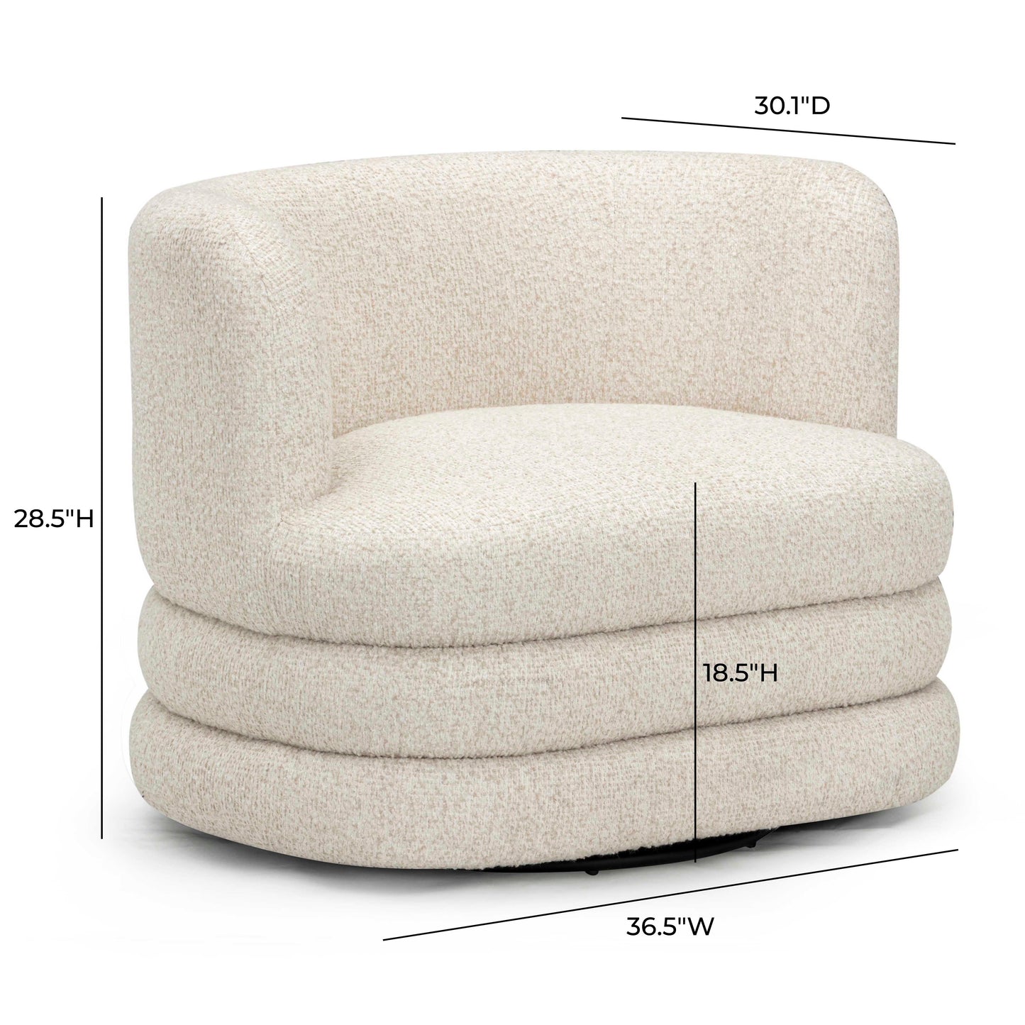 Astor Heavy Performance Boucle Swivel Hotel Lounge Chair Cream by Tov Furniture
