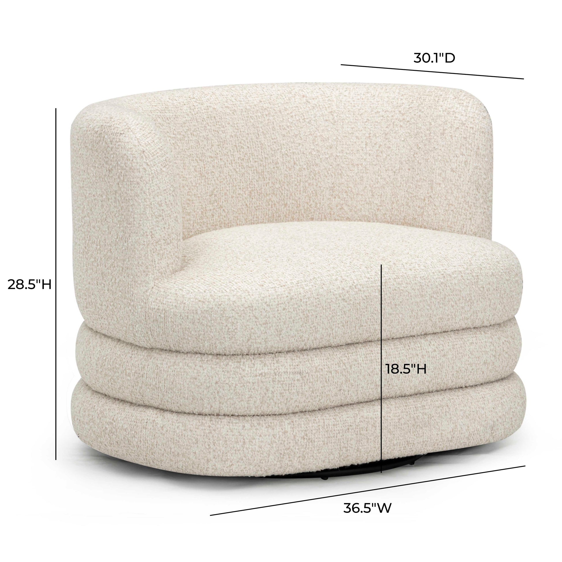 Astor Heavy Performance Boucle Swivel Hotel Lounge Chair Cream by Tov Furniture