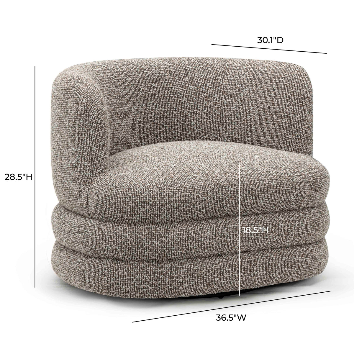 Astor Heathered Grey Performance Boucle Swivel Hotel Lounge Chair by TOV Furniture – photo 7 of 8