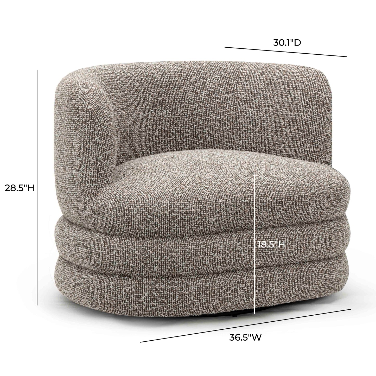 Astor Heavy Performance Boucle Swivel Hotel Lounge Chair Heathered Grey by Tov Furniture