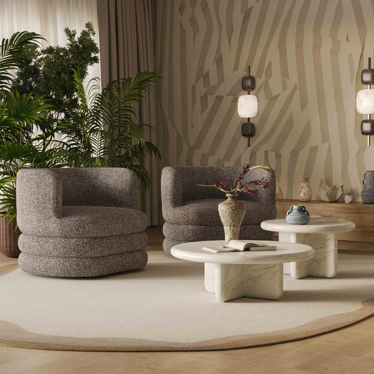 Astor Heathered Grey Performance Boucle Swivel Hotel Lounge Chair by TOV Furniture – photo 2 of 8