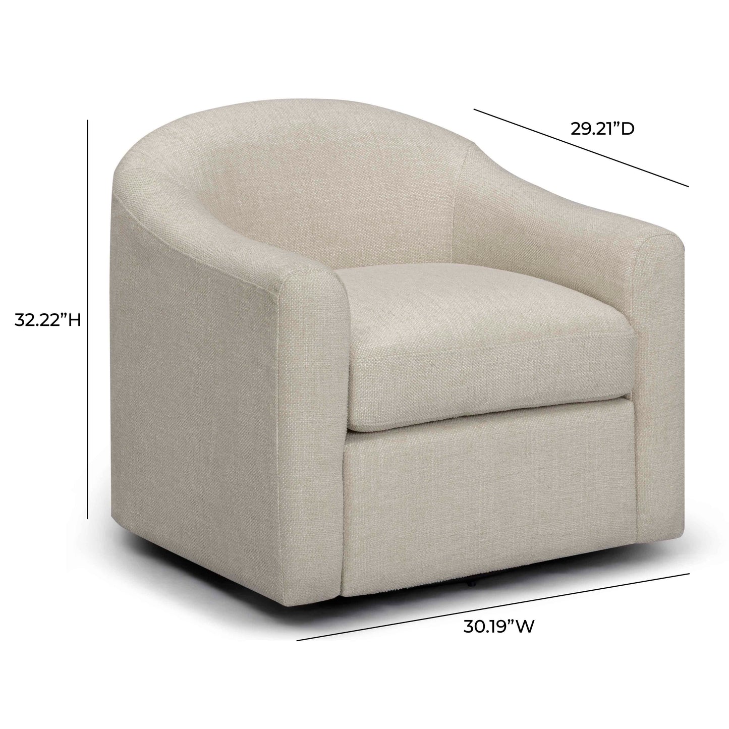 Thao Contract-Grade Basketweave Fabric Swivel Accent Chair Cream by Tov Furniture