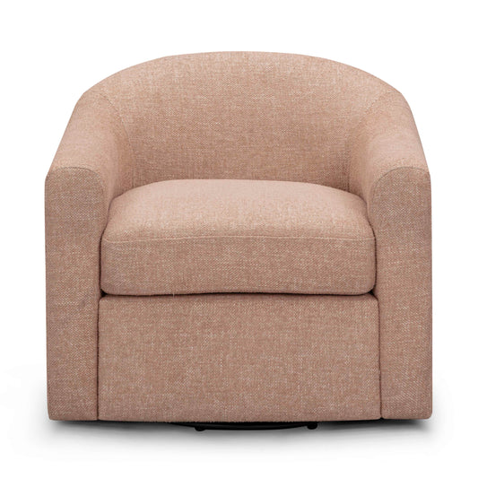 Thao Contract-Grade Basketweave Fabric Swivel Accent Chair Blush by Tov Furniture