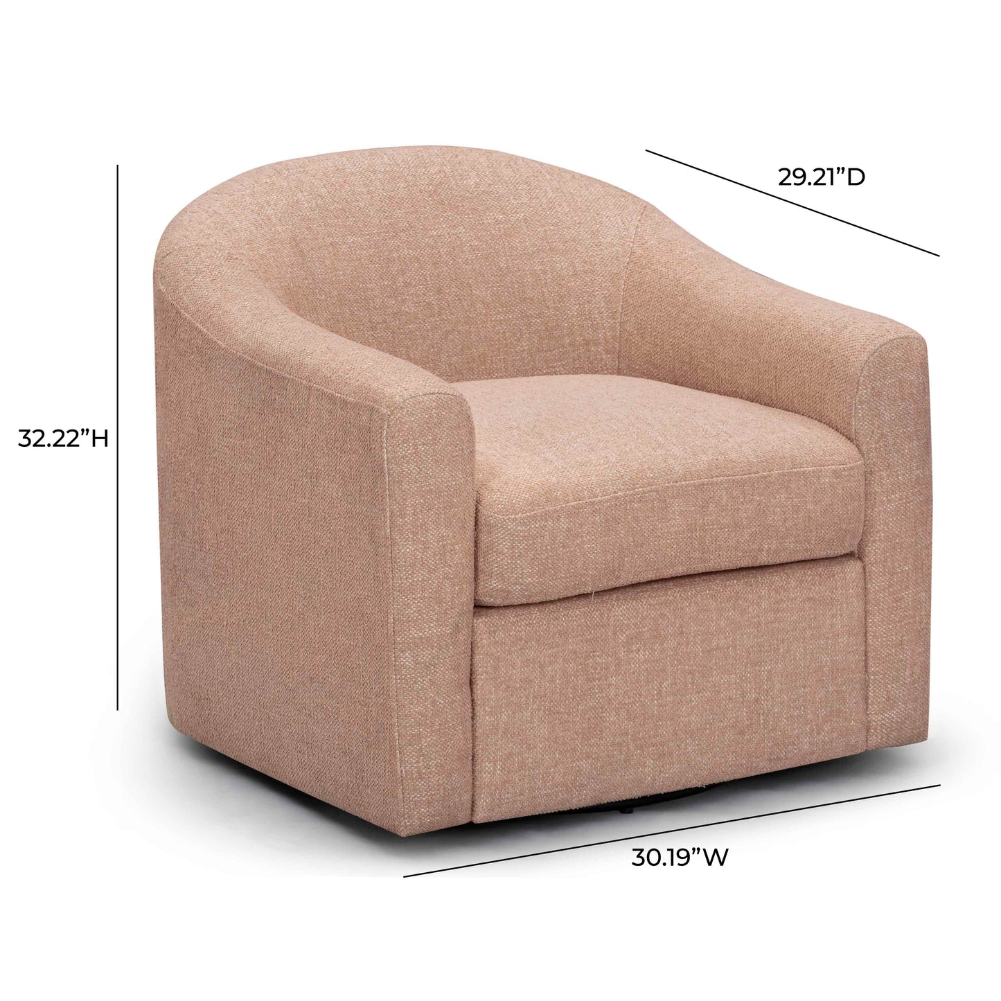 Thao Contract-Grade Basketweave Fabric Swivel Accent Chair Blush by Tov Furniture