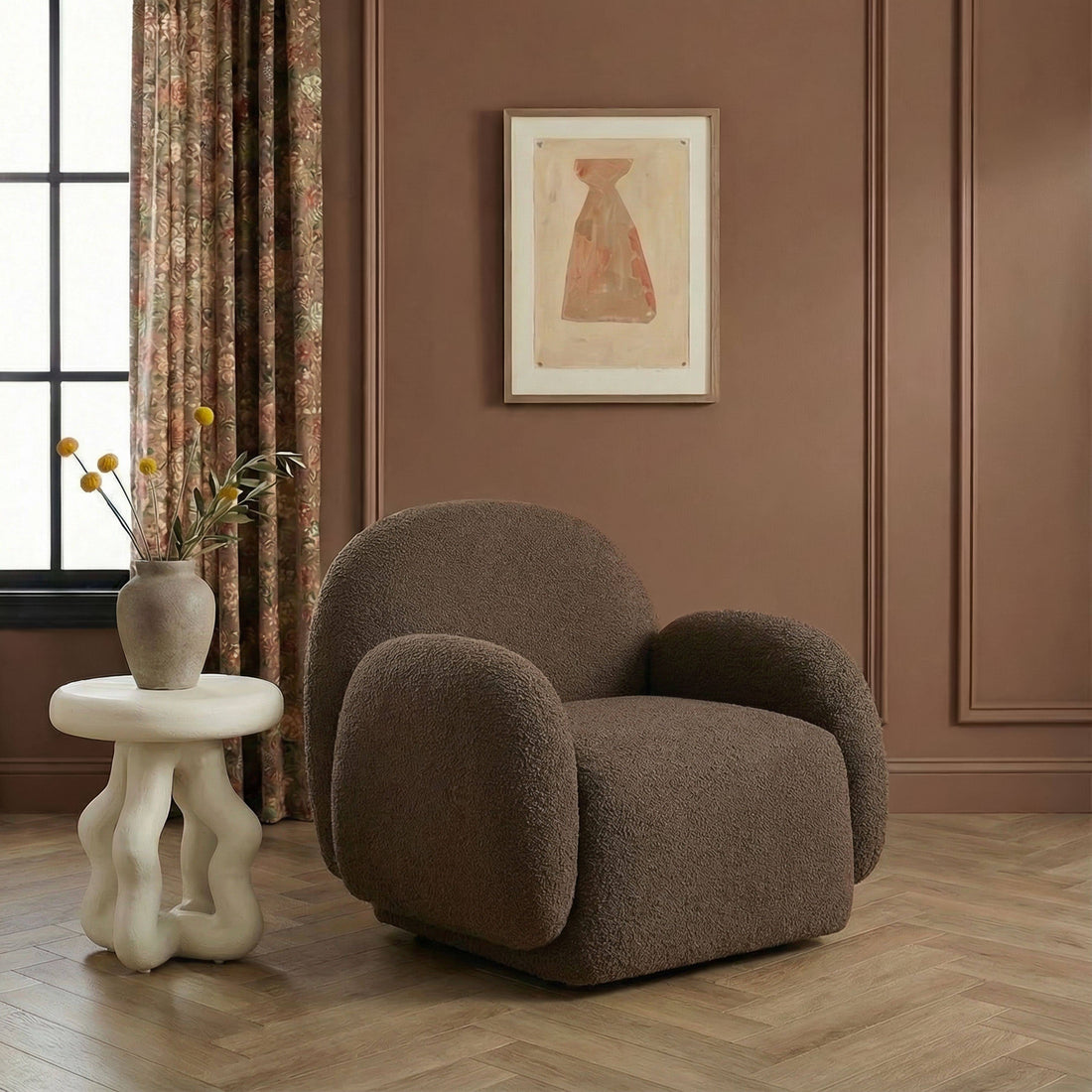 Marius Brown Boucle Accent Chair Brown by Tov Furniture