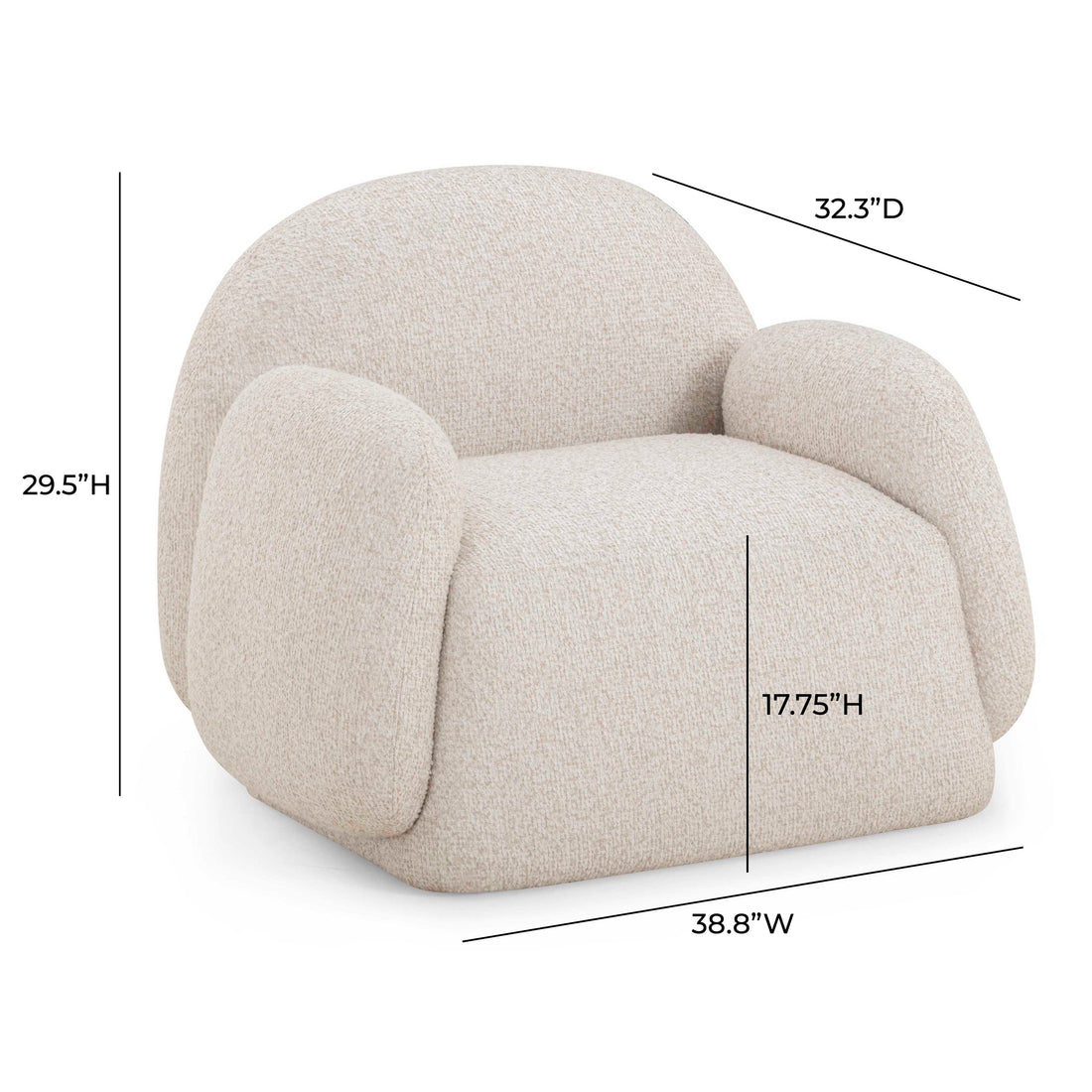 Marius Cream Heavy Texture Accent Chair Cream by Tov Furniture