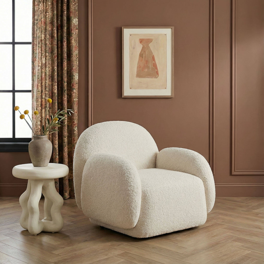 Marius Cream Heavy Texture Accent Chair Cream by Tov Furniture