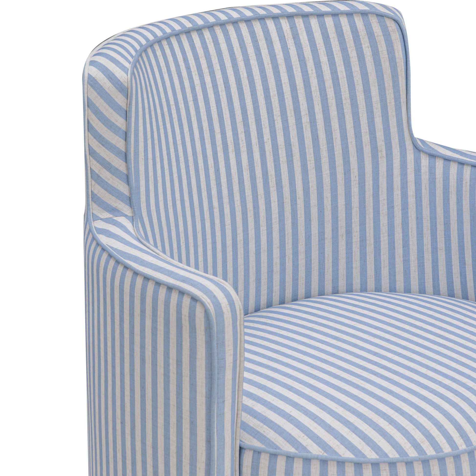 Passe Striped Linen Swivel Chair Blue Stripes by Tov Furniture