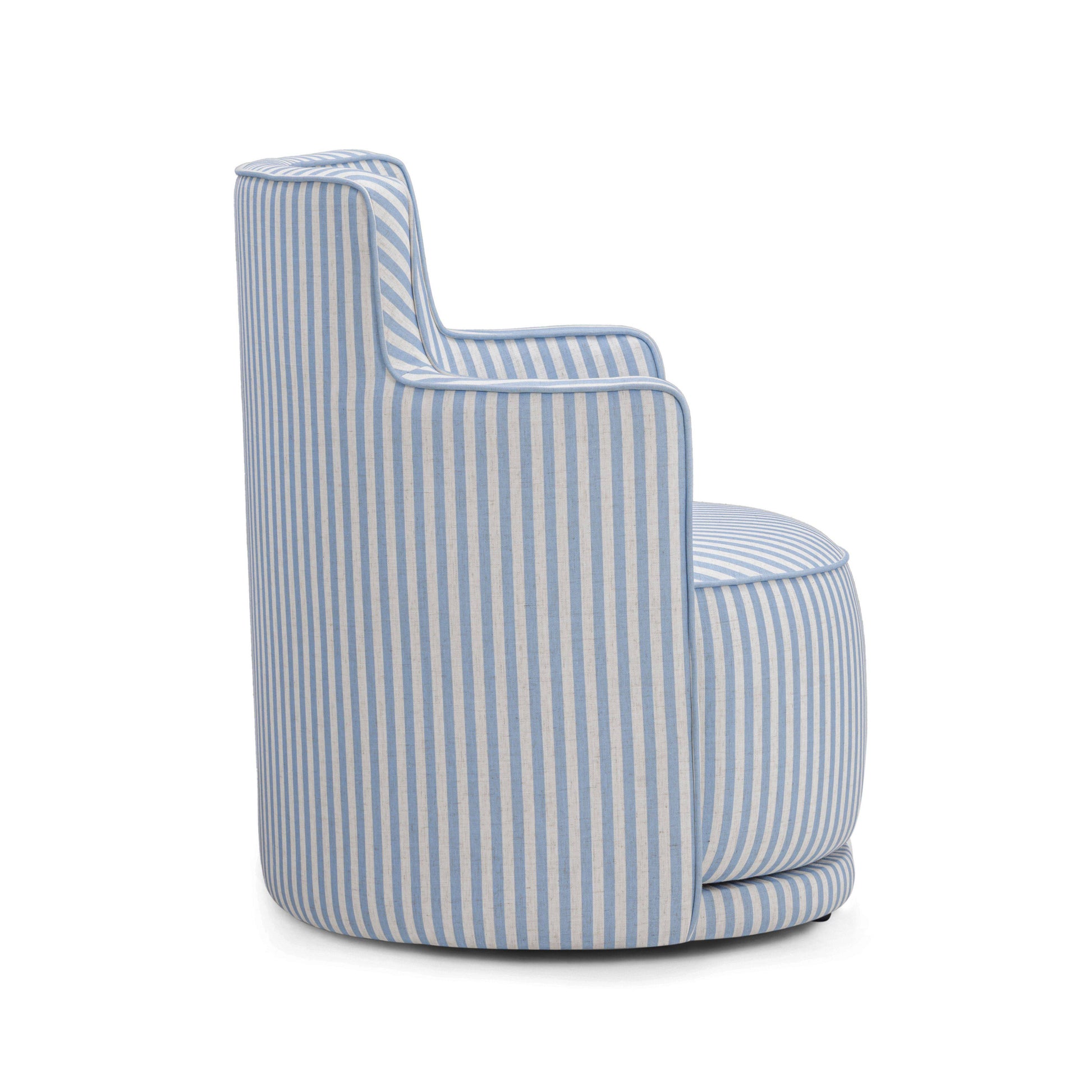 Passe Striped Linen Swivel Chair Blue Stripes by Tov Furniture